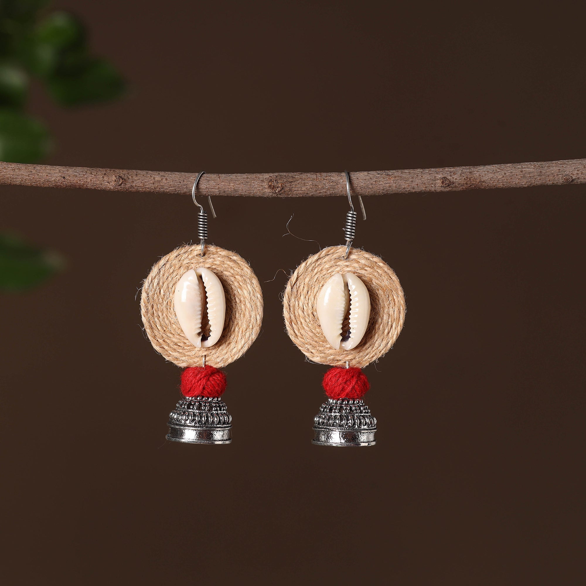 JALPARI Afiya German Silver Jute Jhumki Earrings