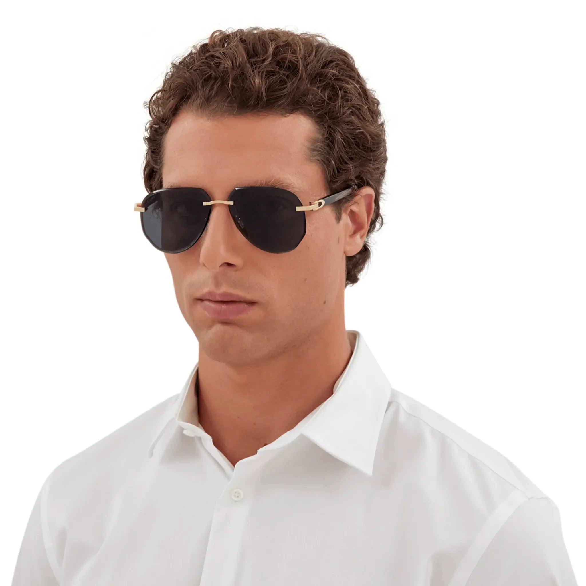 Cartier Eyewear CT0440S-001 Gold Grey Rimless Sunglasses - view 2