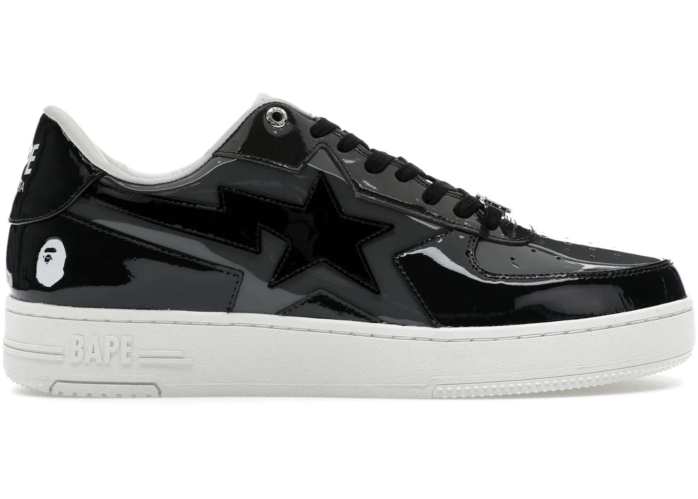 A Bathing Ape Bape Sta Icon Low Black Grey Patent