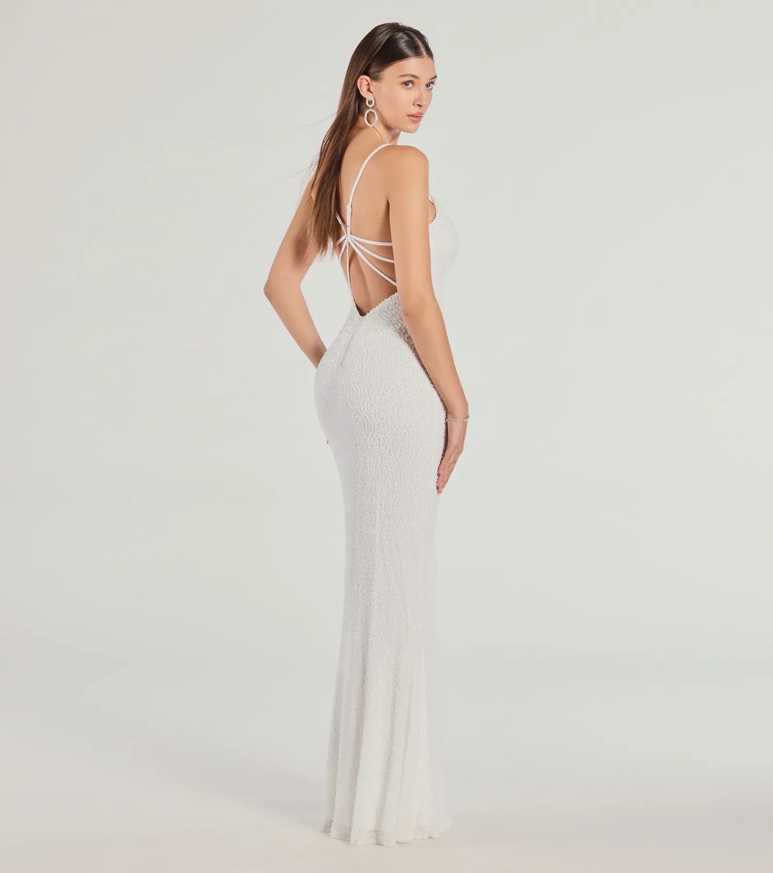 Windsor Rani Sleeveless Strappy Open-Back Beaded Mermaid Dress - view 2