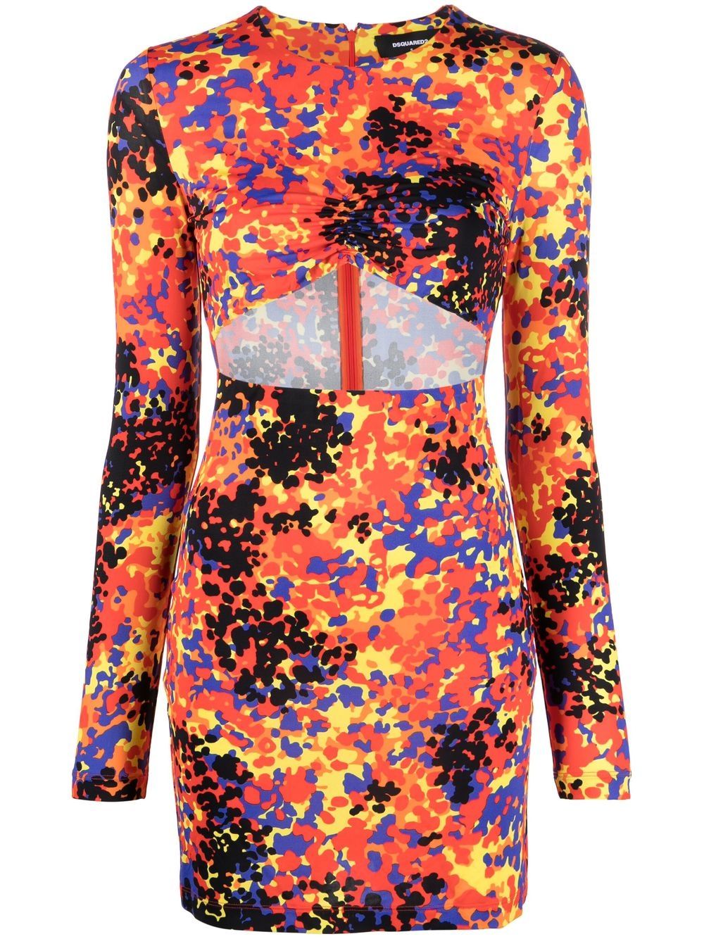 Dsquared2 Printed cut-out short dress – Viscose 97%, Elastane 3%