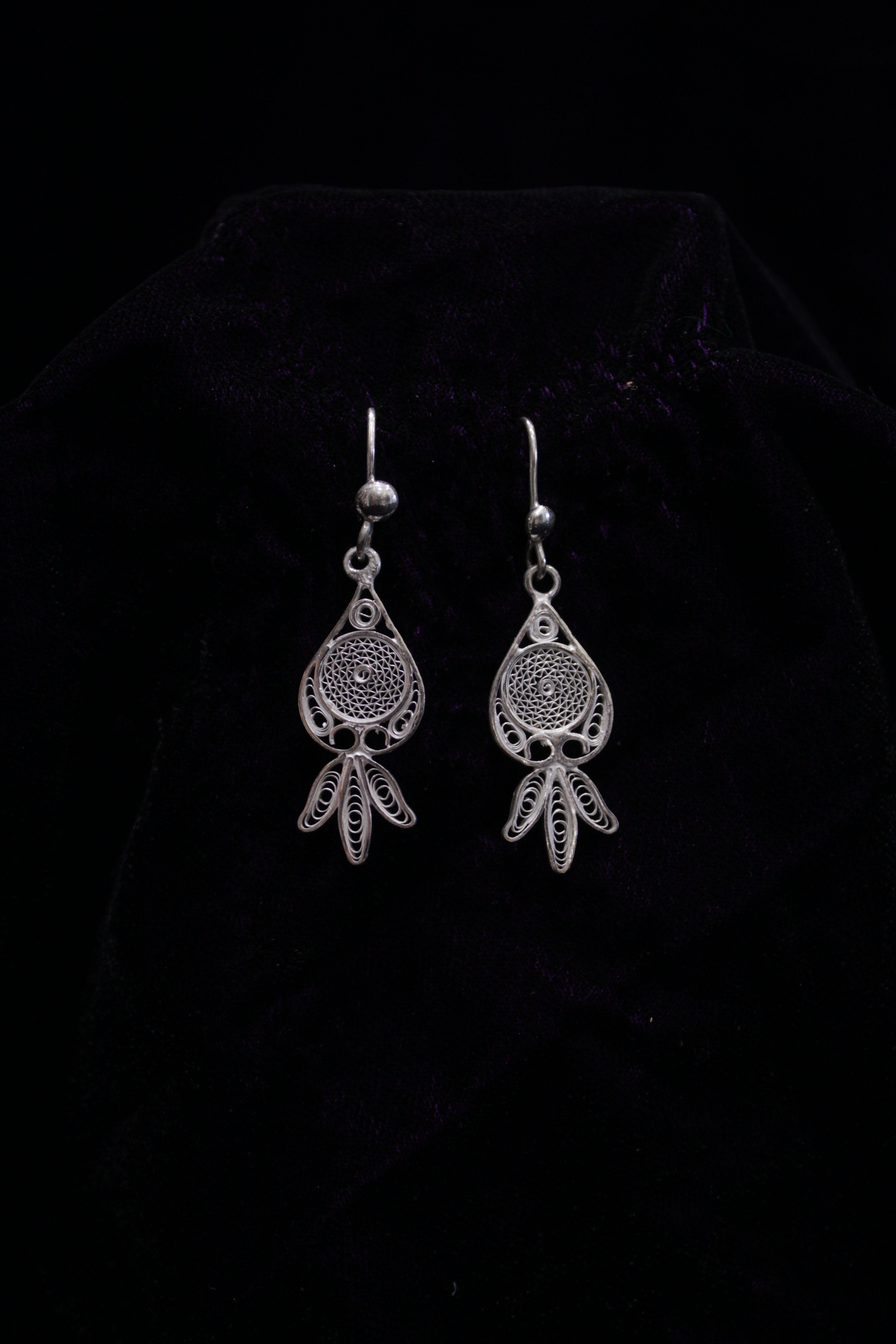 Indianvillez Kalas Designed Silver Filigree Earrings - view 2