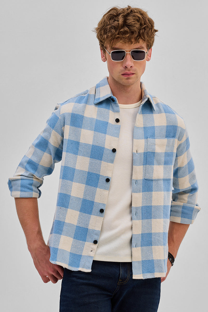 SNITCH Blue Flannel Checks Overshirt