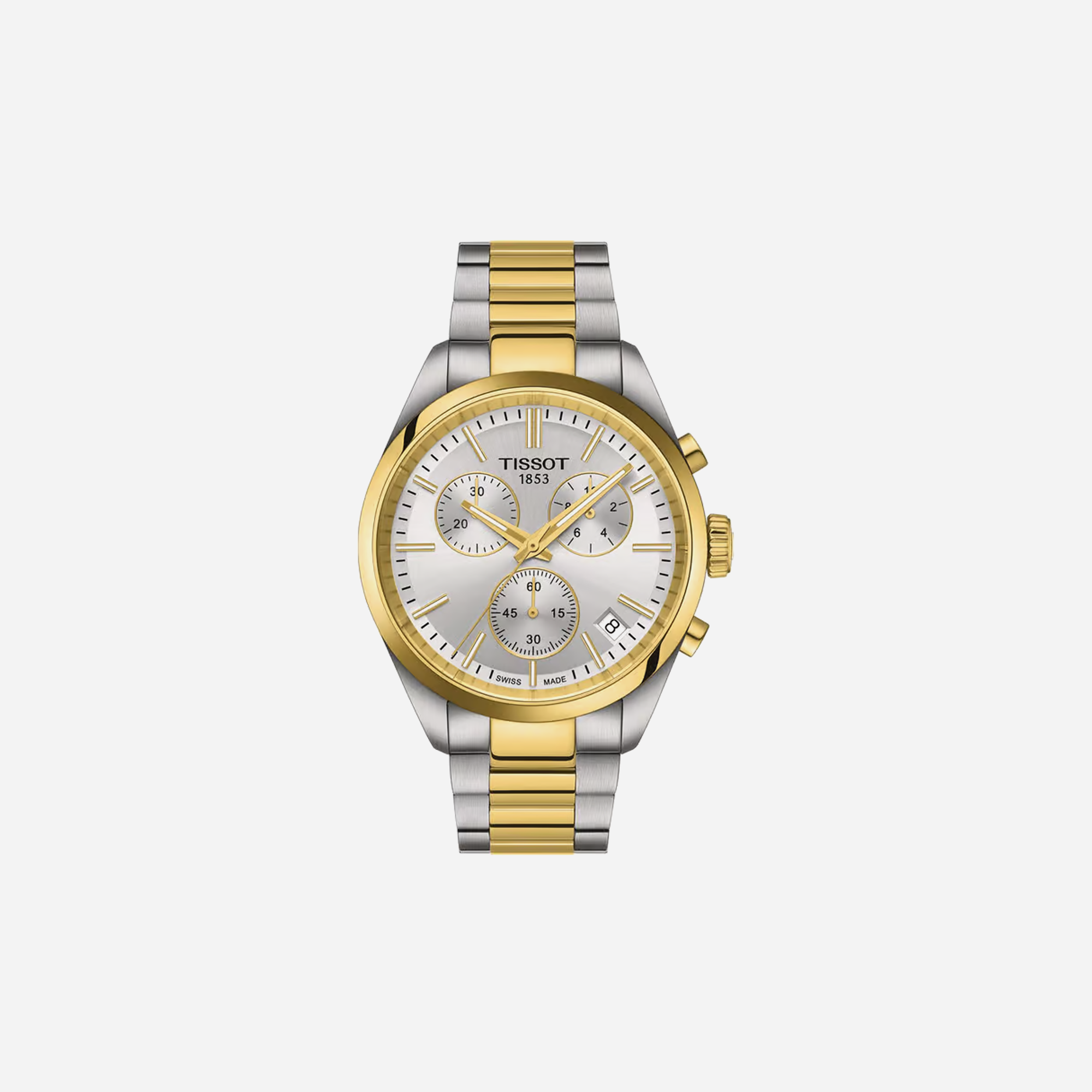 Tissot PR 100 Chronograph Silver Dial Grey & Yellow Gold PVD Stainless Steel Quartz Watch