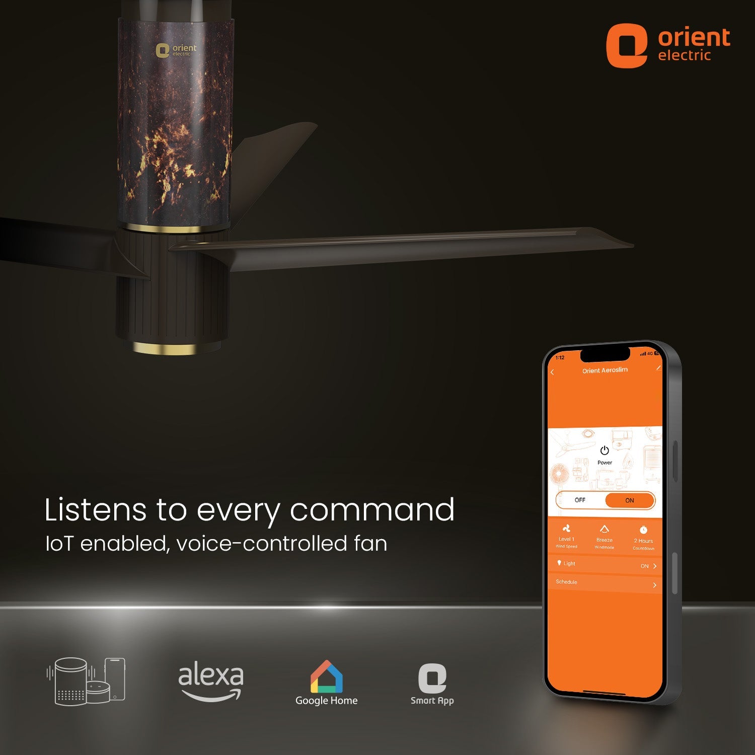 orientelectric Aeroslim with IoT, Remote & 3CCT Underlight BLDC PRO Smart Ceiling Fan - view 10