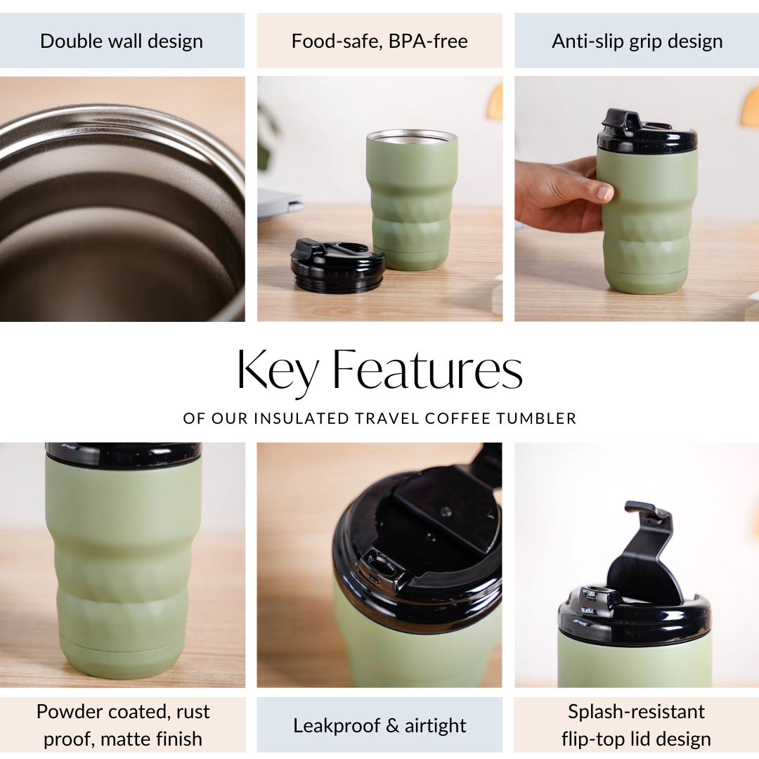 Nestasia Brewster Insulated Travel Coffee Tumbler Seaweed Green 355ml - view 6