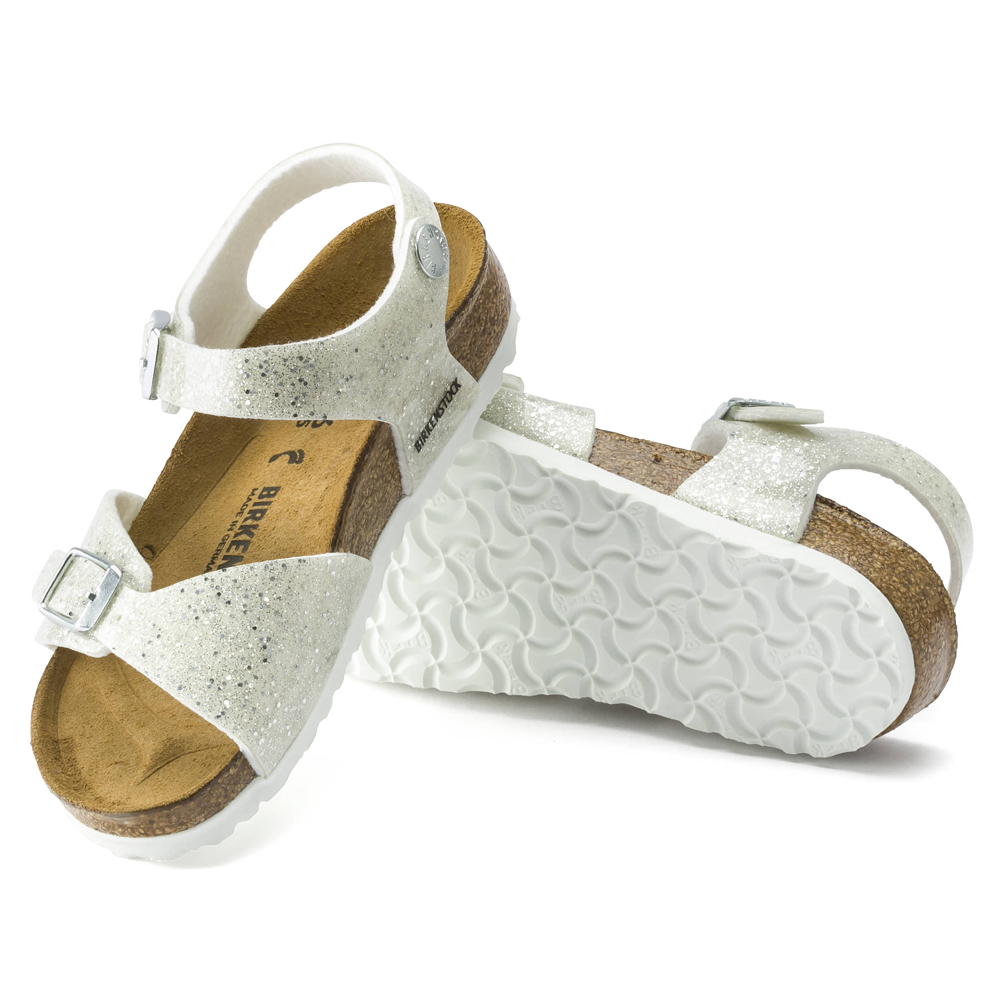 Birkenstock Rio Kids Birko-Flor – White White/Cosmic Sparkle