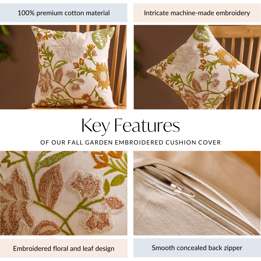 Nestasia Fall Garden Embroidered Cushion Cover 40x40 cm - view 5