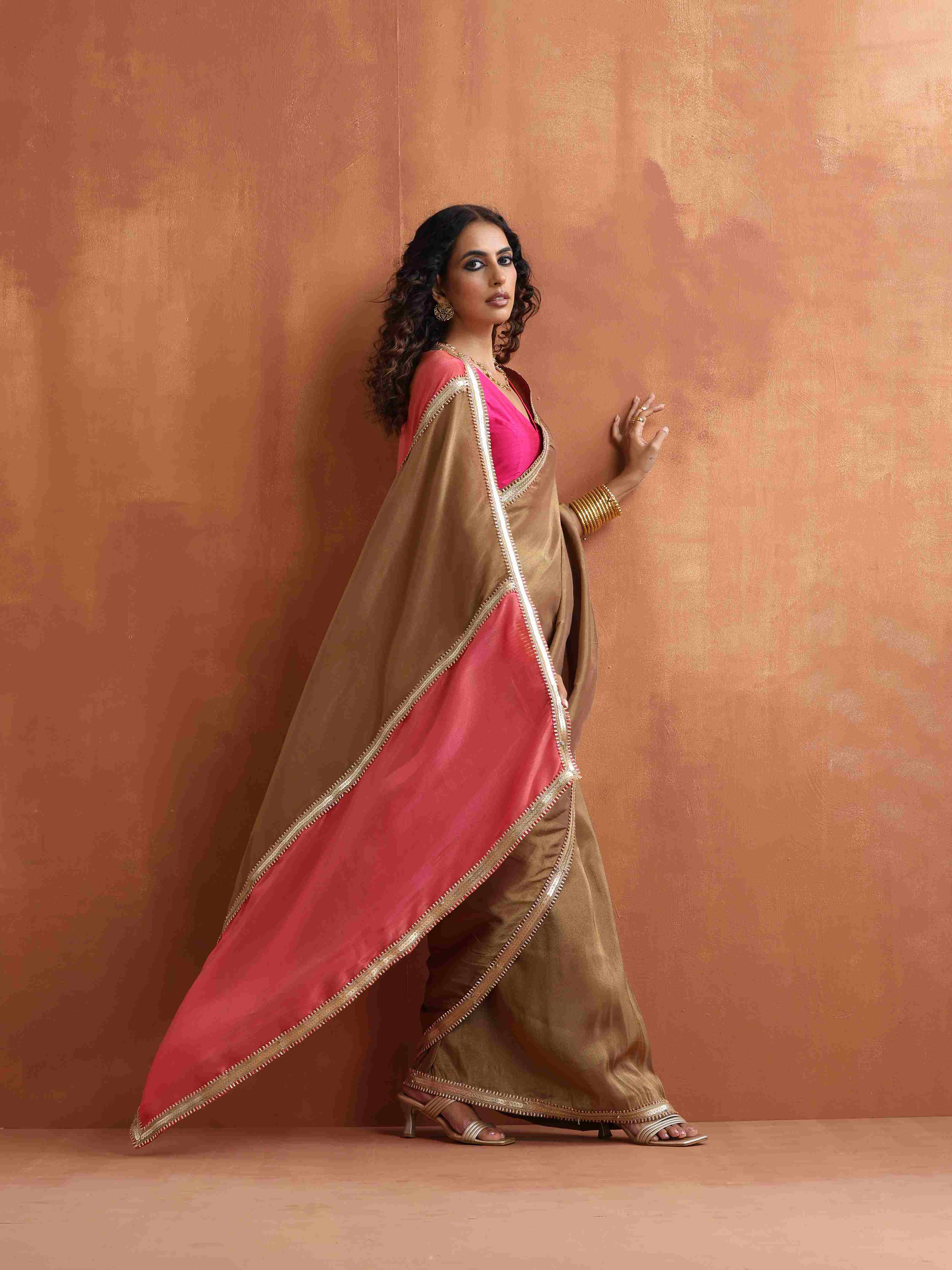 trueBrowns Bronze Tissue Ready To Wear Saree – Women's - view 4
