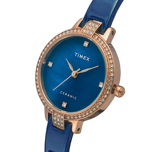Timex Fashion Women's Blue Mother of Pearl Dial Round Case 3 Hands Function Watch 28mm TWEL15702 - view 2