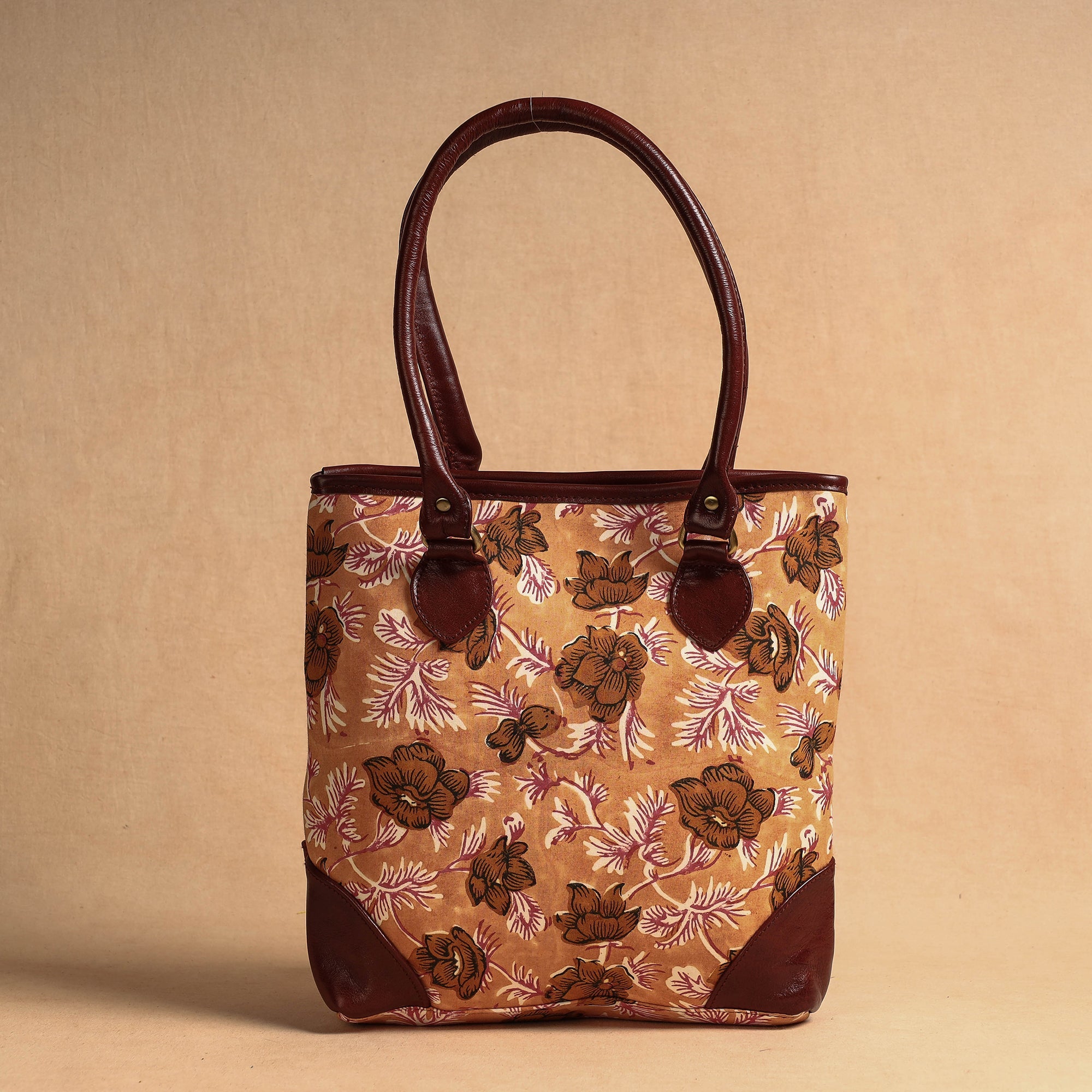 ITOKRI CRAFTS INITIATIVE Brown - Handcrafted Sanganeri Printed Leather Shoulder Bag