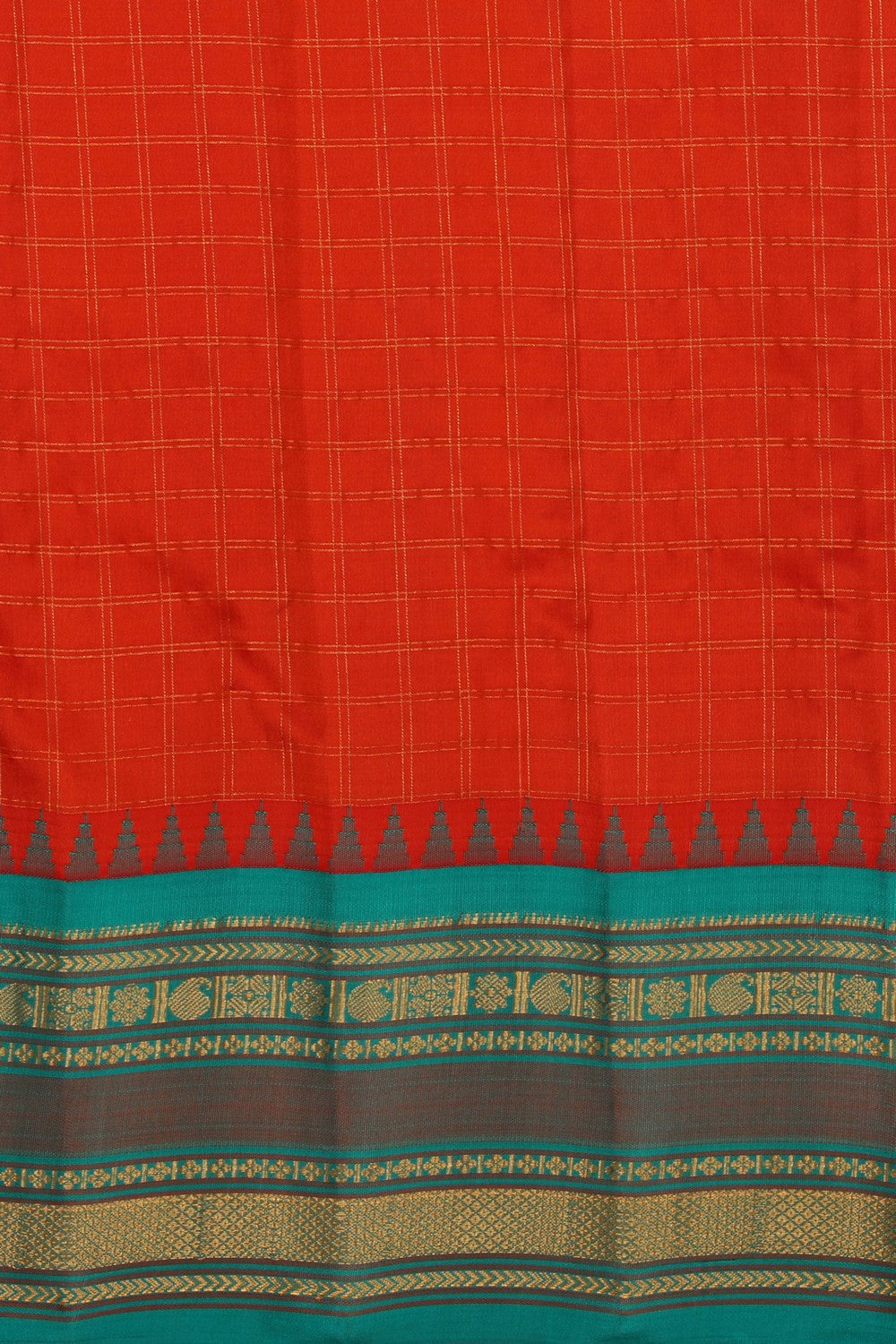 Kalanjali Gadwal Silk Red Kattam Saree – Women's - view 2