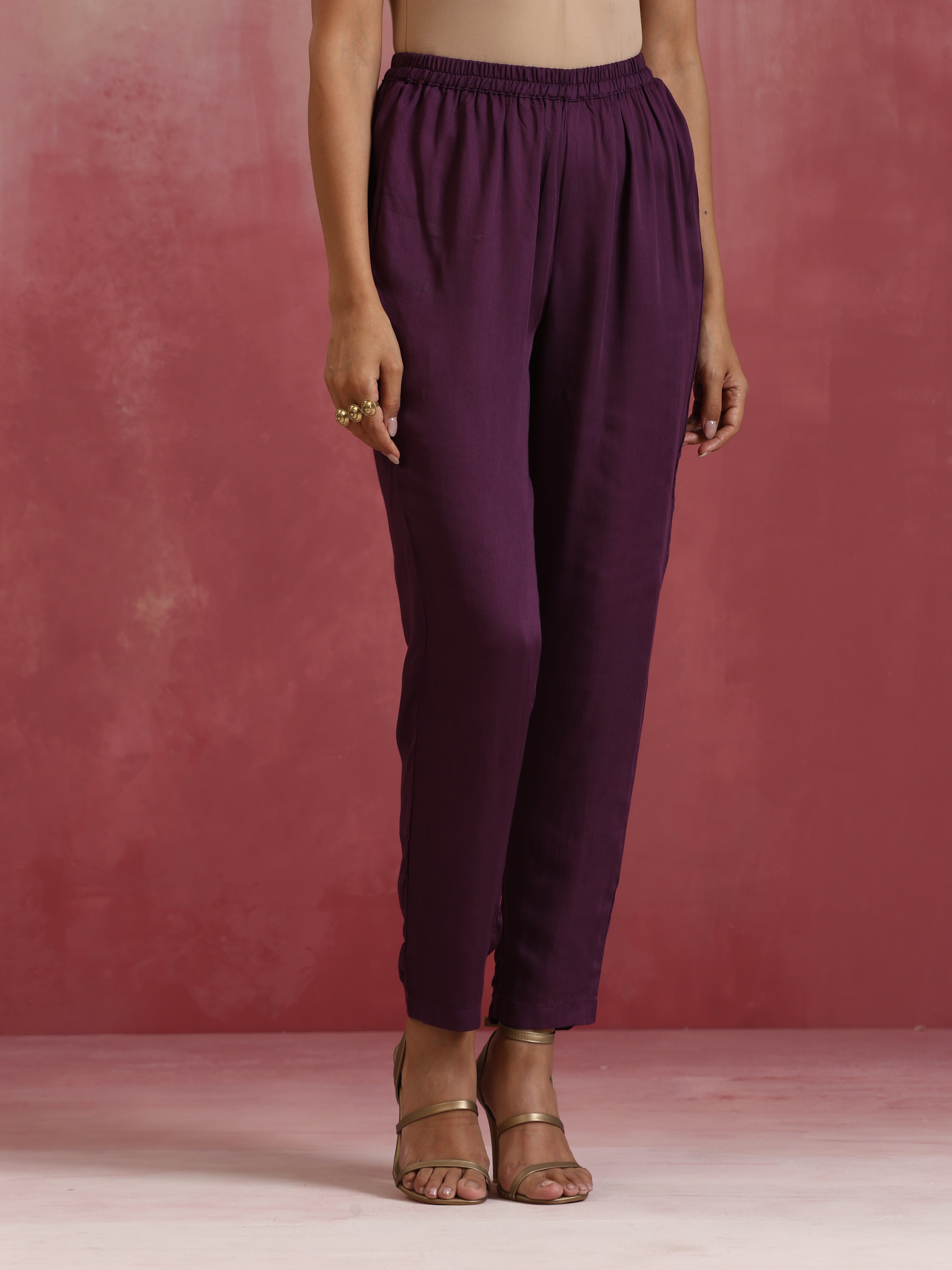 trueBrowns Maroon Modal Angrakha Kurta Set - view 7