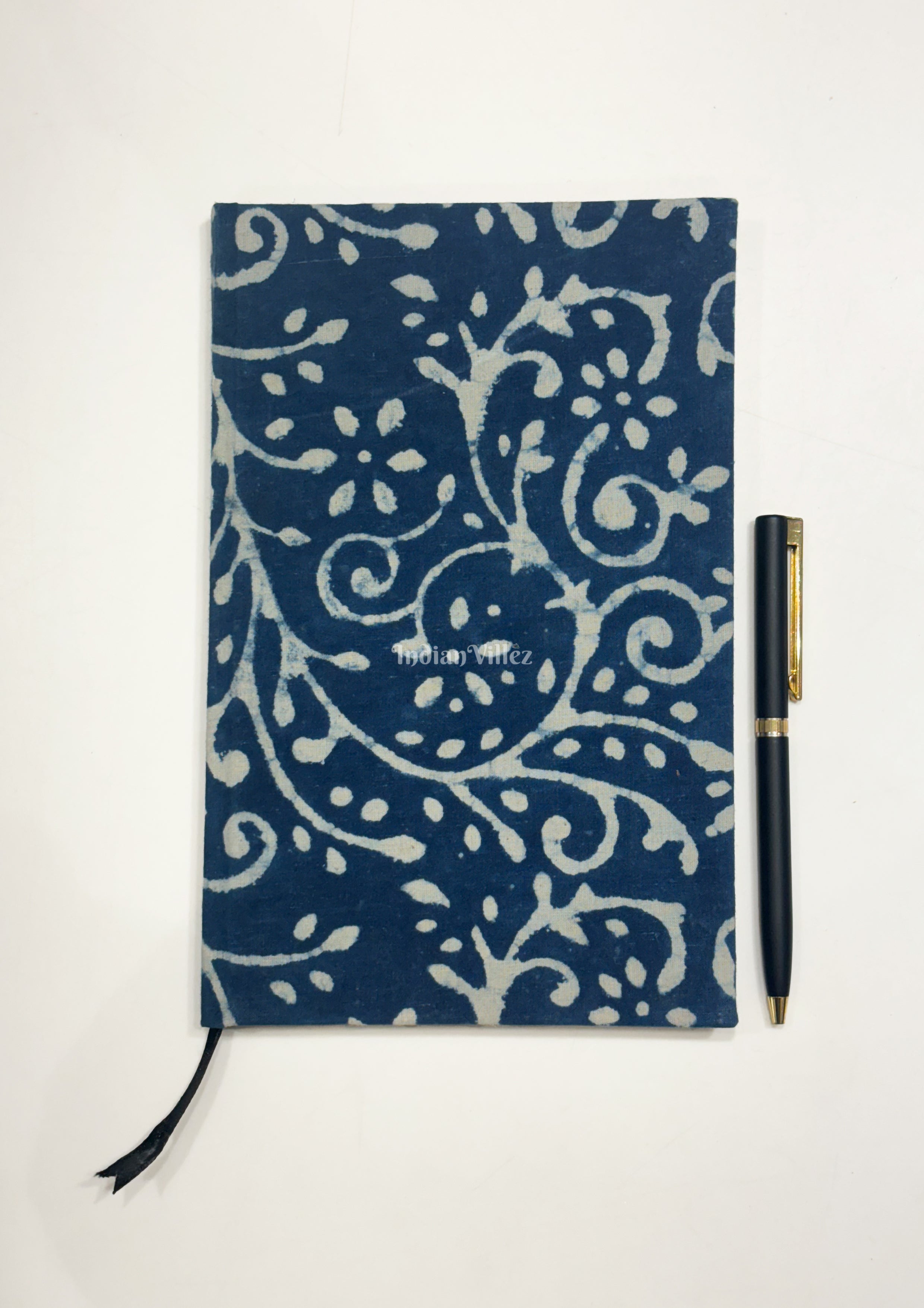 IndianVillèz Blue Hand Block-Print Handmade Woven Cotton Fabric Cover Diary - view 2