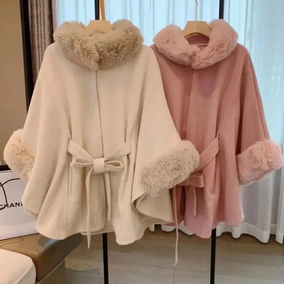 Alamode By Akanksha Violetta Premium Winter Capes with Fur Detailing