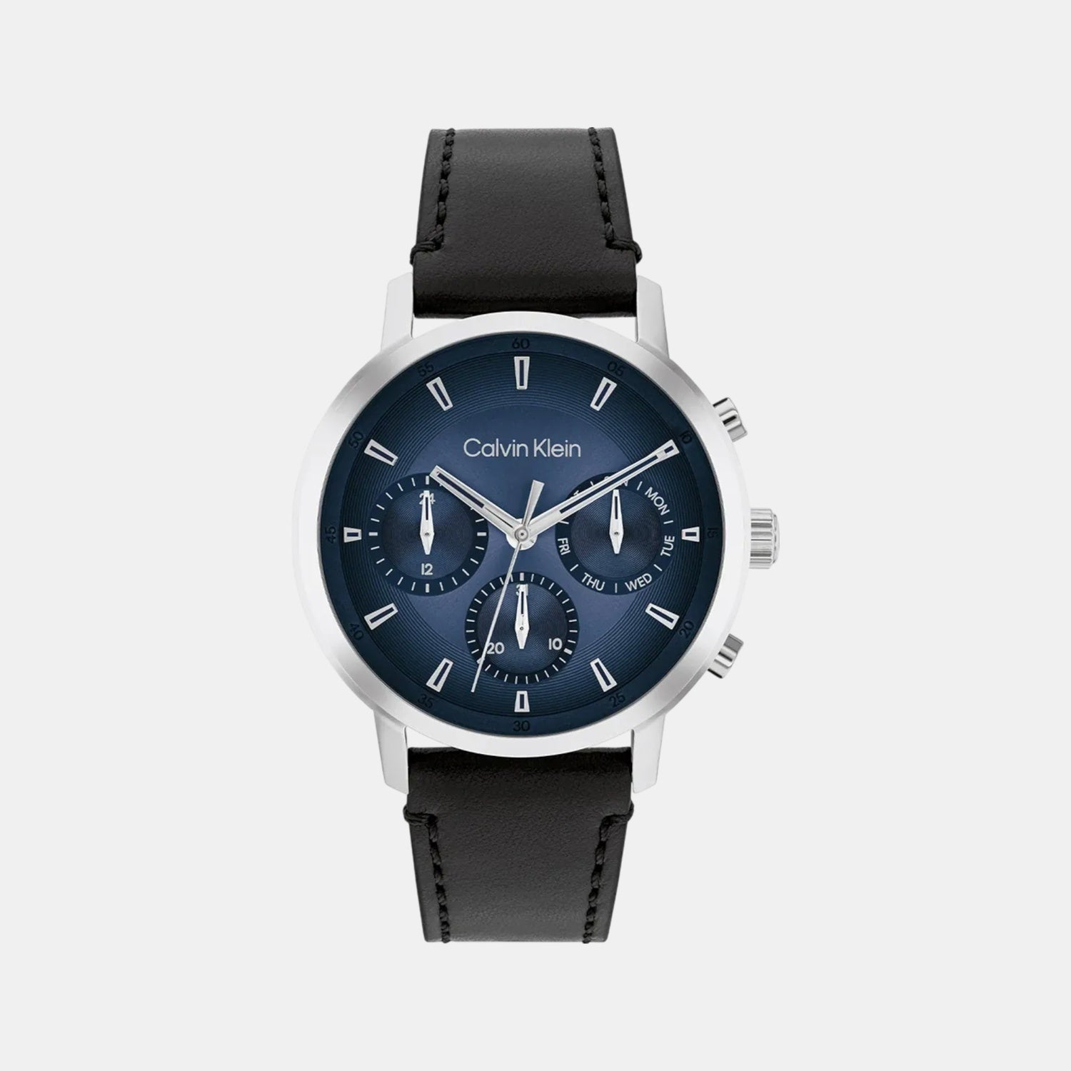 Calvin Klein Gauge Men Quartz Blue Dial Multi-Function Leather Watch 25200497