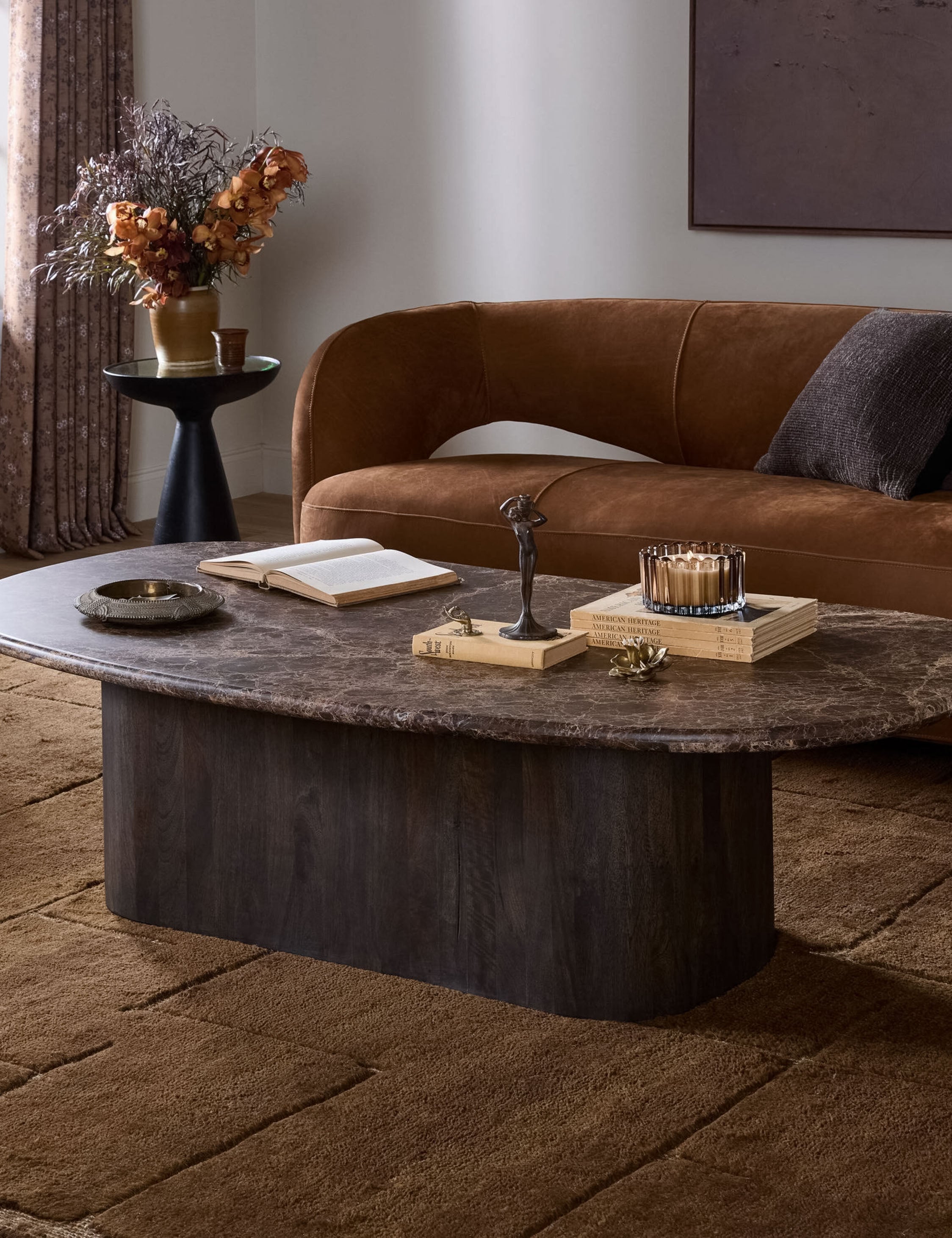 Lulu and Georgia Johan Round Coffee Table – Brown Marble - view 2