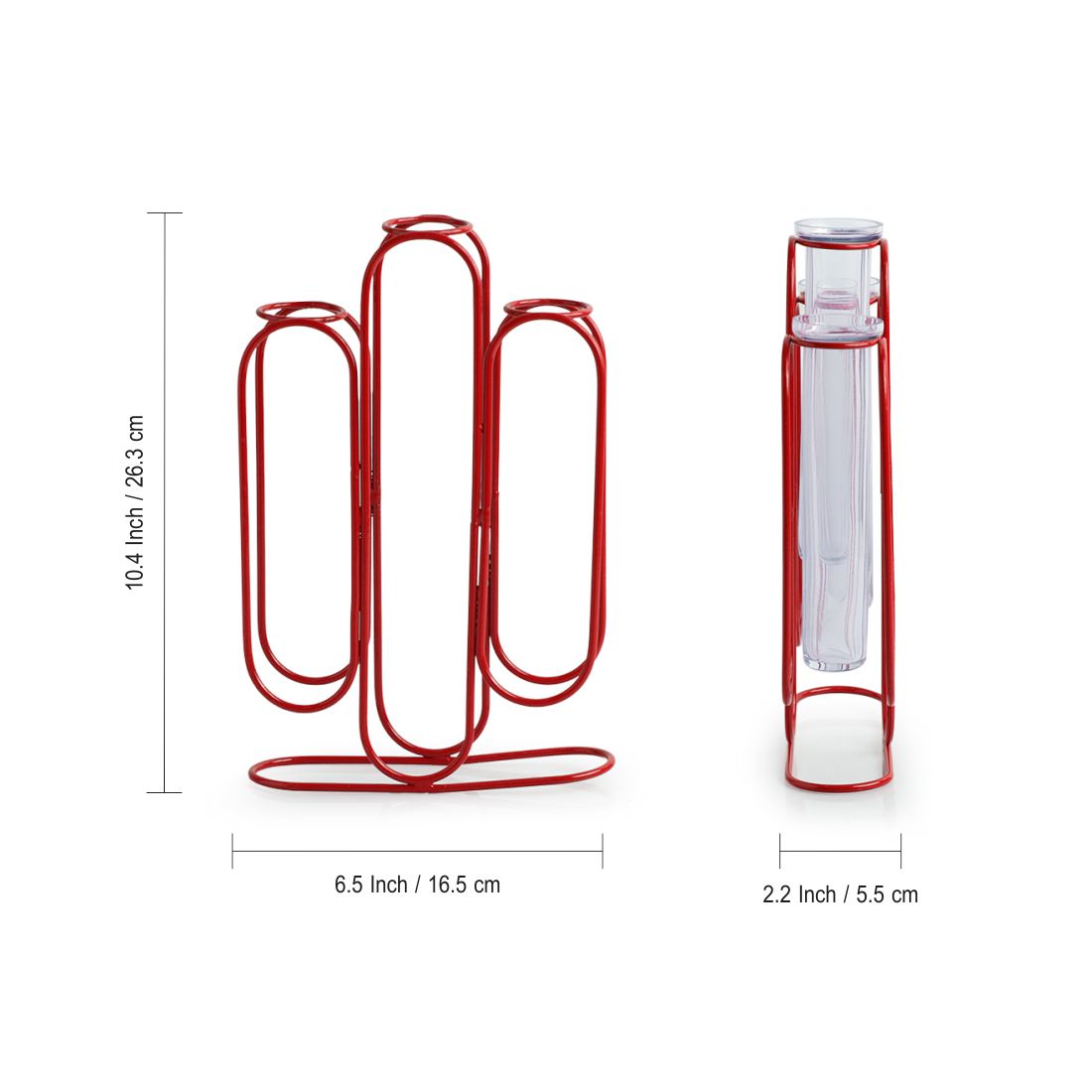 EXCLUSIVELANE 'Modern Glass Garden' Test Tube Table Planter/Vases (10 Inch, Red) - view 6