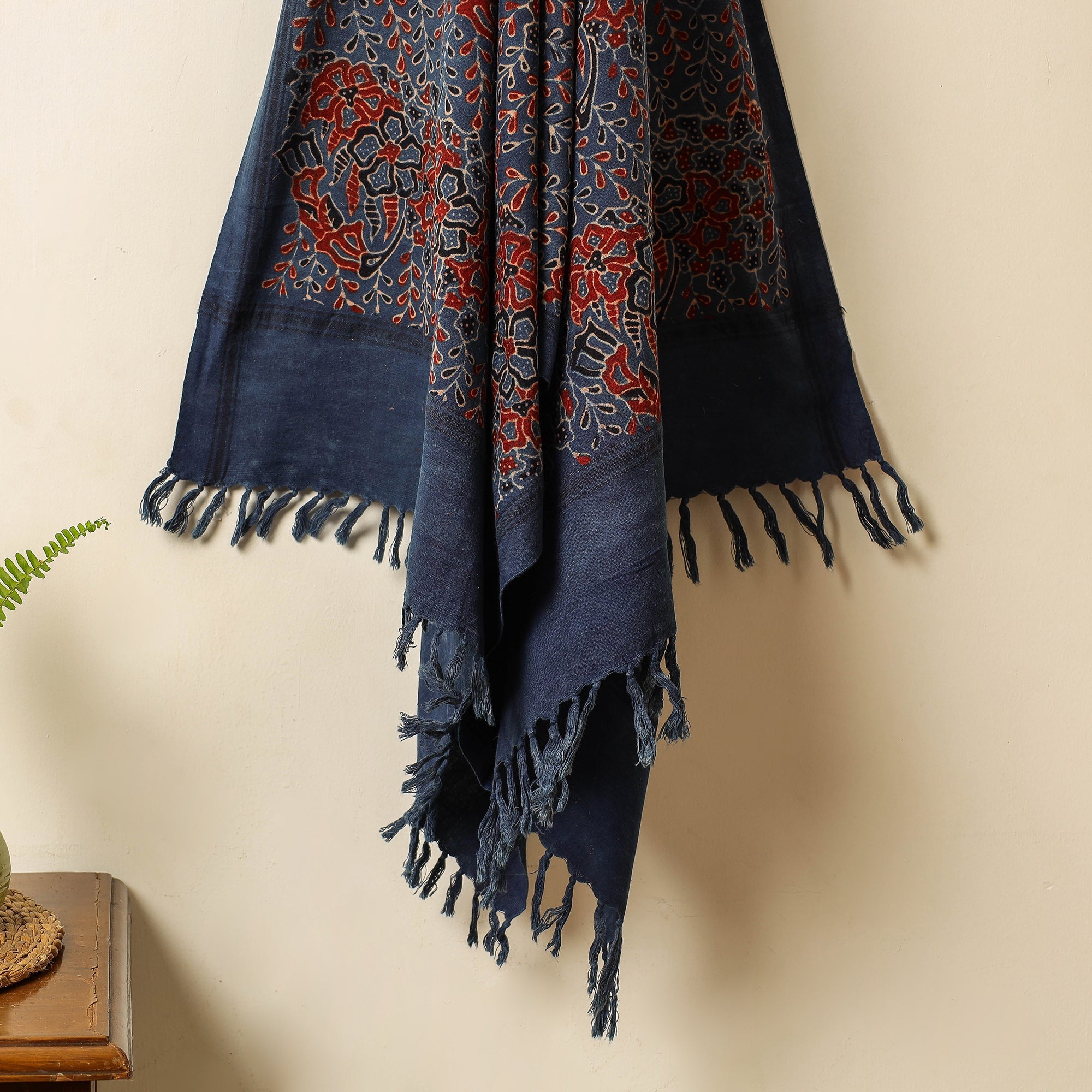 KACHCHH JI CHHAAP Blue - Block Print Cotton Ajrakh Handloom Towel - view 2