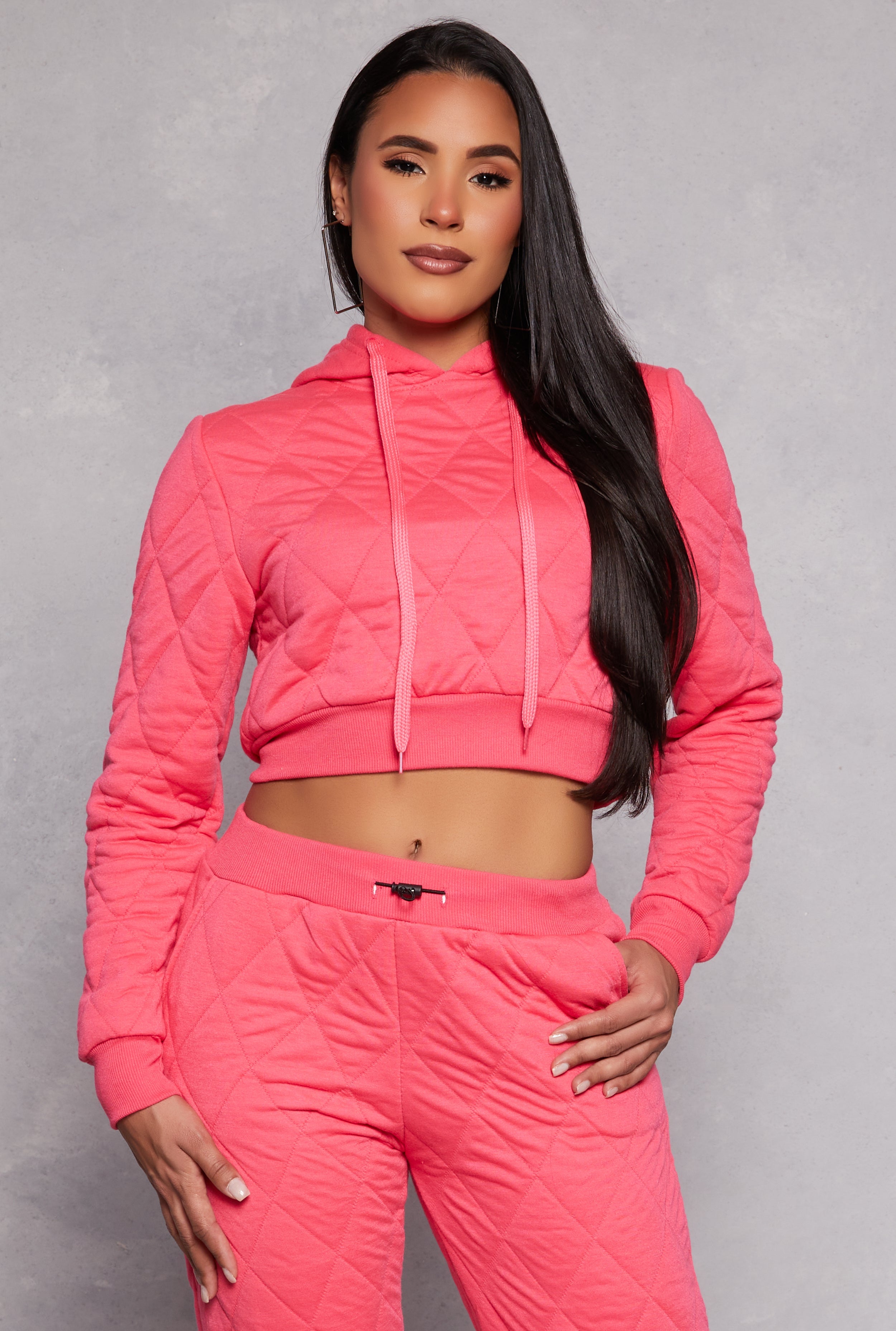 Rainbow Shops Quilted Cropped Hoodie – Women's