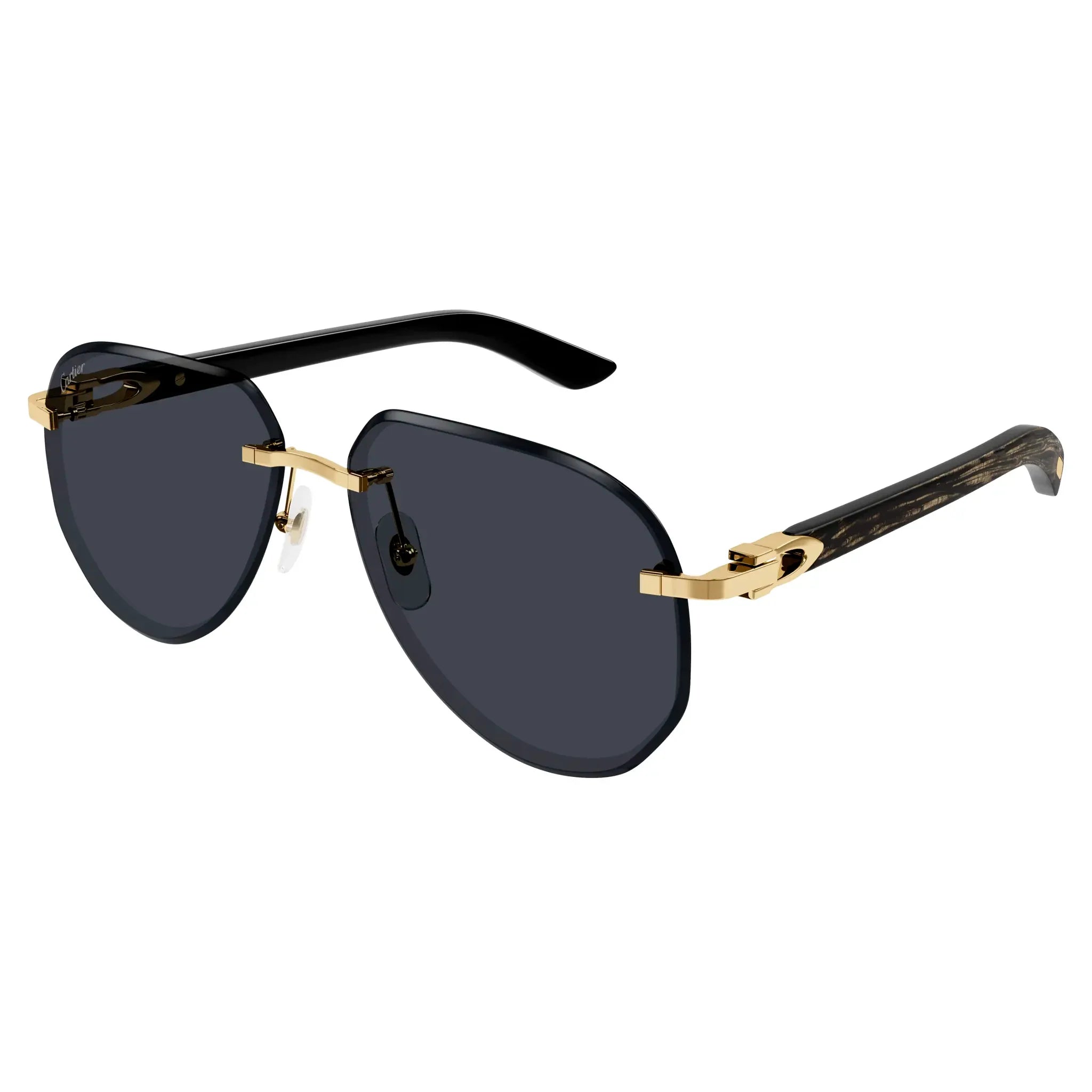 Cartier Eyewear CT0440S-001 Gold Grey Rimless Sunglasses - view 3