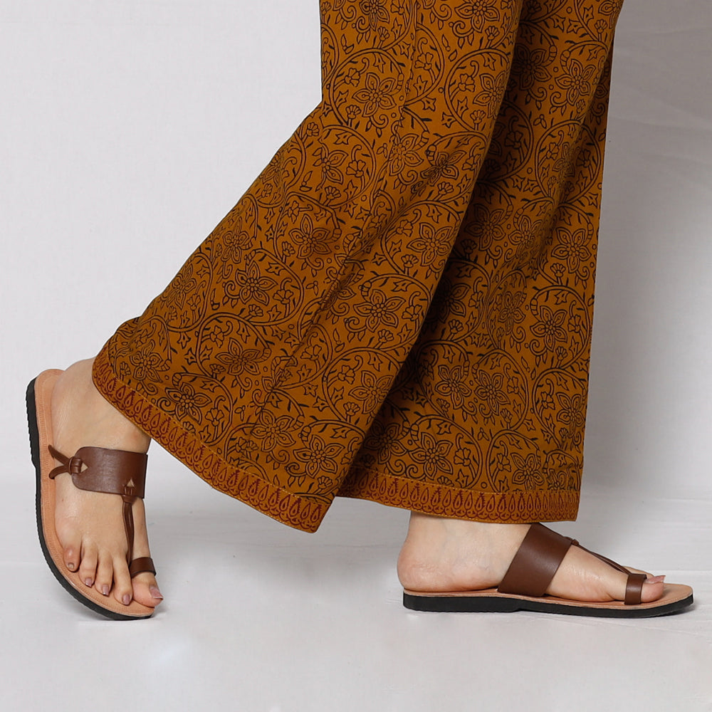 ITOKRI CASUALS Brown - Bagh Block Printing Cotton Kurta with Palazzo & Dupatta Set - view 5