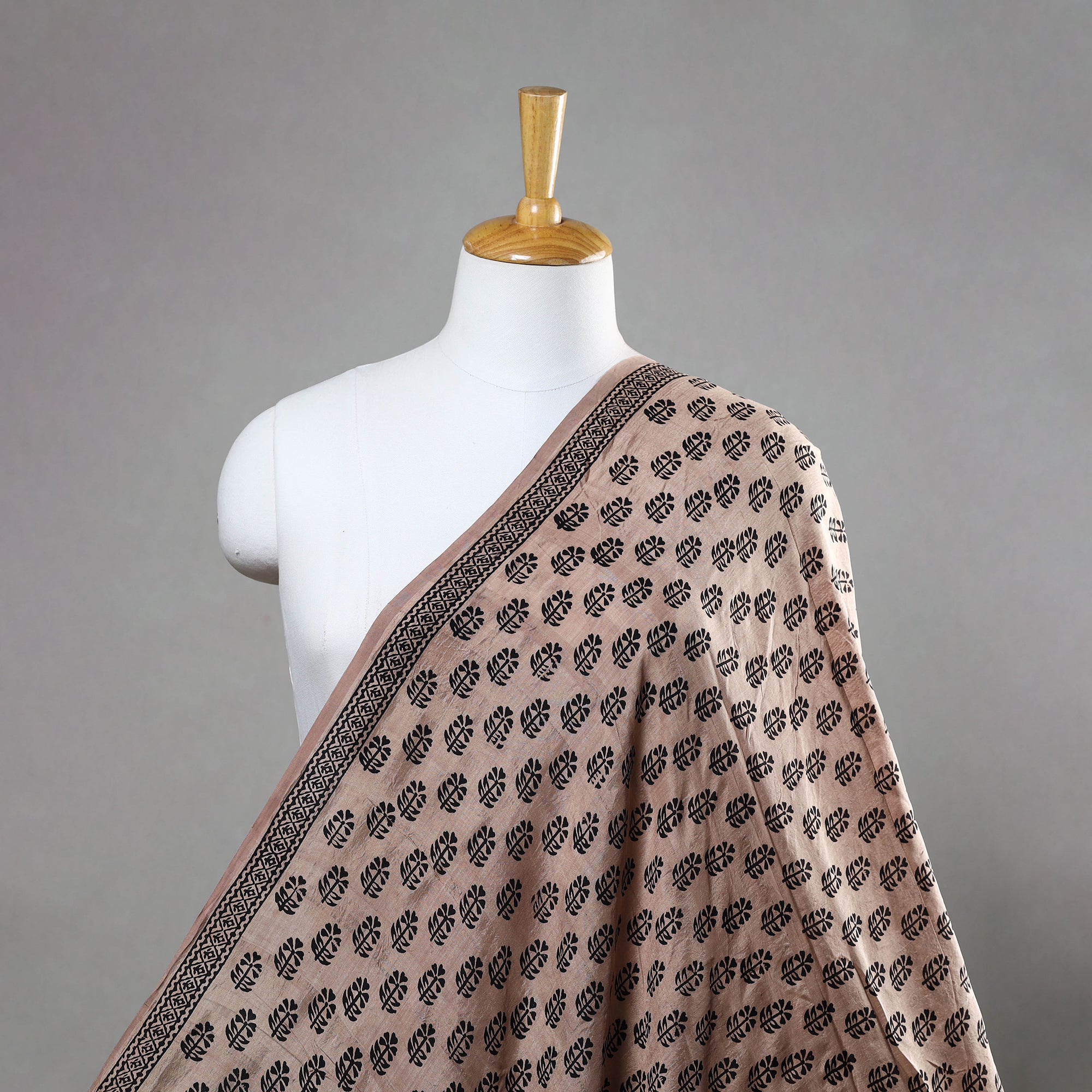 BAGH PRINTS BY UMAR FARUK KHATRI Beige - Mulberry Silk Bagh Print Fabric 06