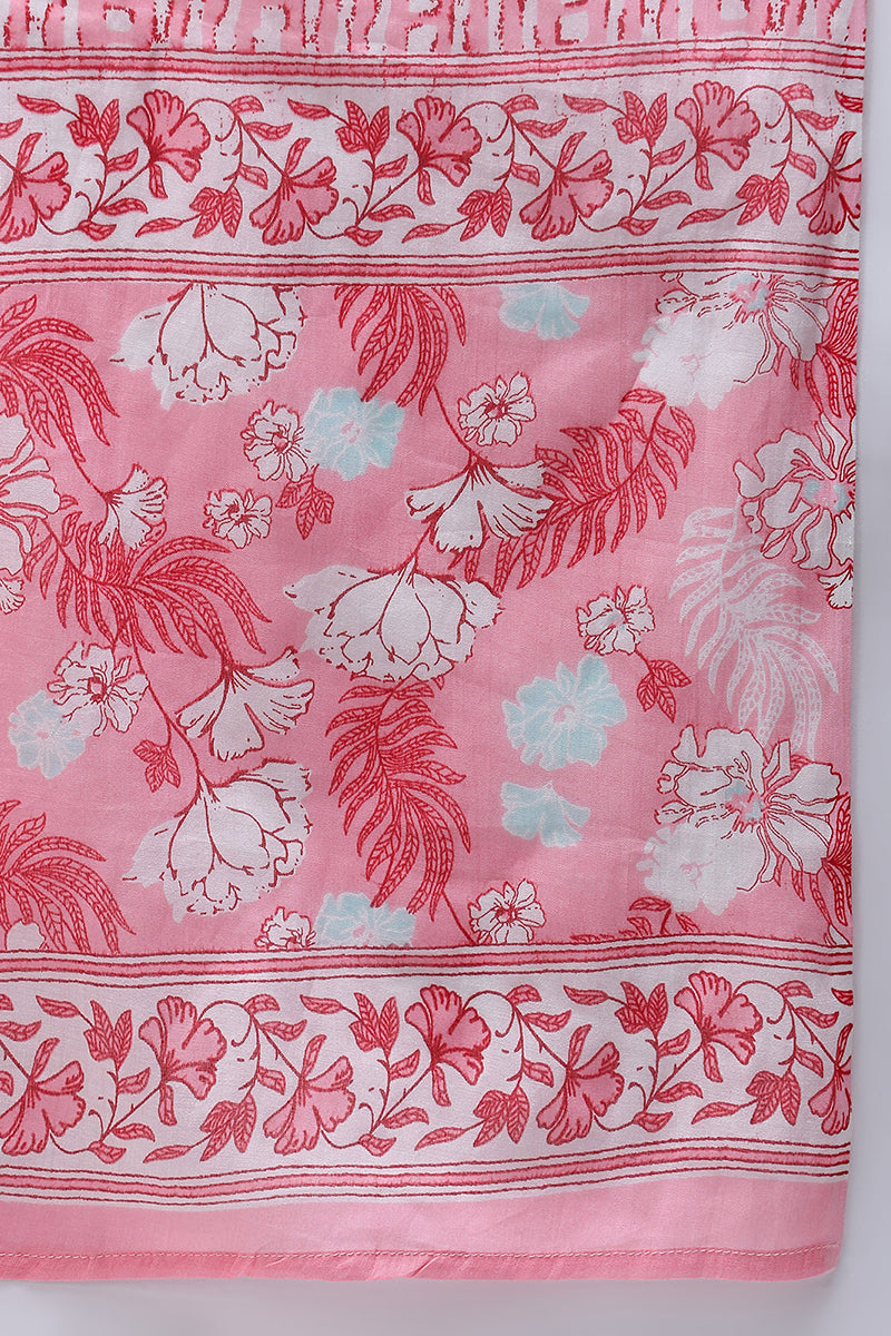 Ahika Pink Pure Cotton Floral Printed Straight Suit Set JPSKD1015PNK - view 7
