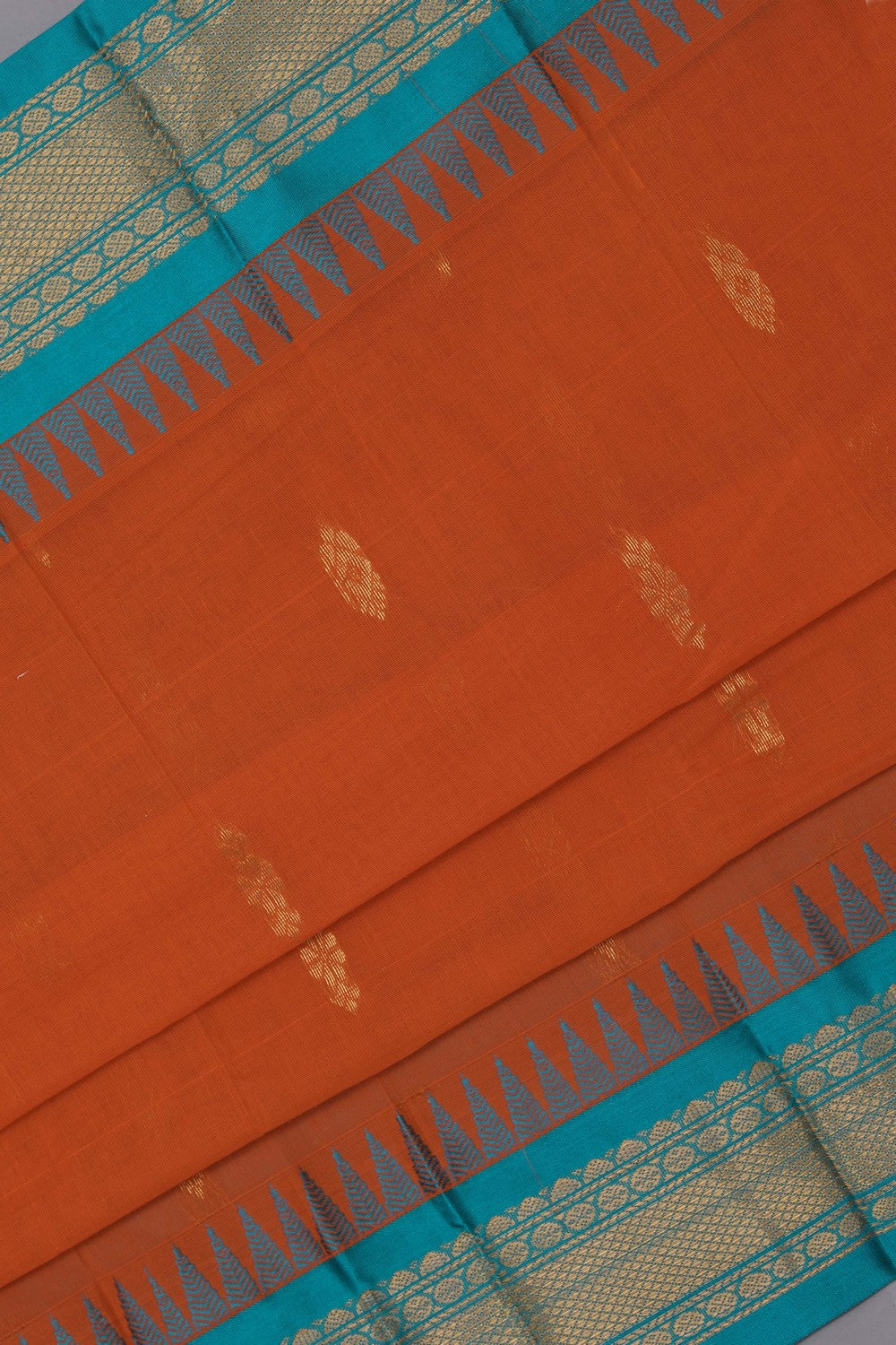 Kalanjali Gadwal Cotton Orange Saree – Women's - view 2