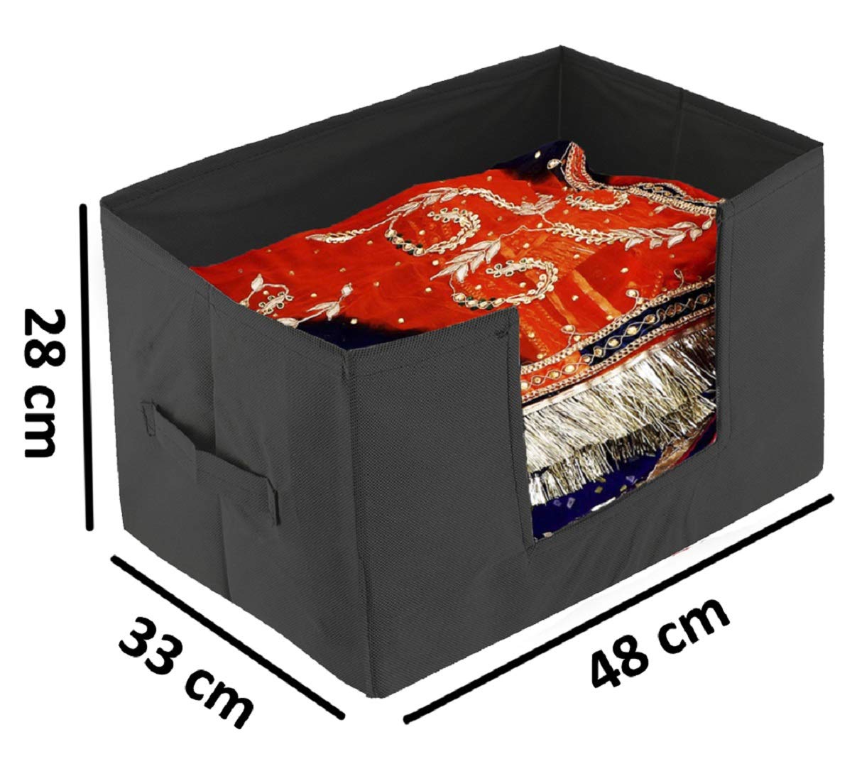 Kuber Industries 3 Pieces Large Capacity Space Saver Closet, Stackable and Foldable Saree, Clothes Storage Bag, Non-Woven Rectangle Cloth Saree Stacke - view 4