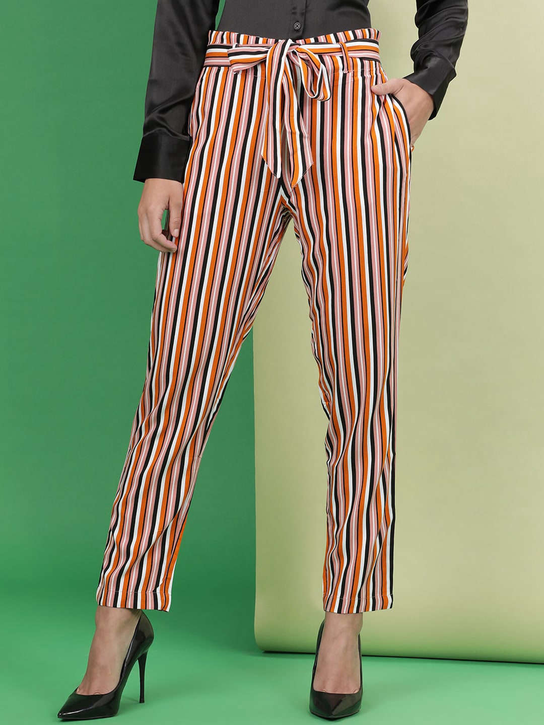 Freehand By The Indian Garage Co Women Striped Tapered Pant