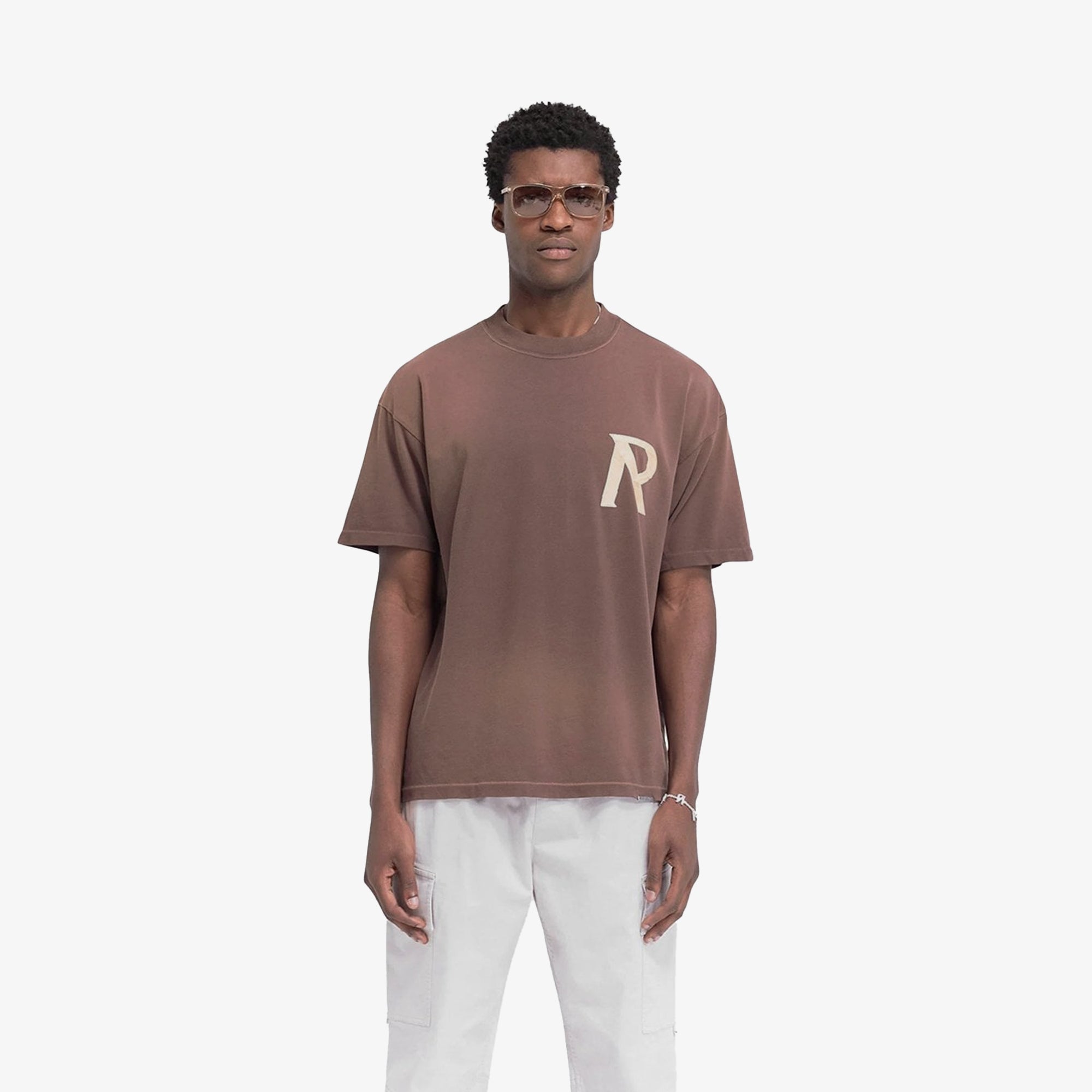 Represent | Masking Tape Initial T-shirt { Brown