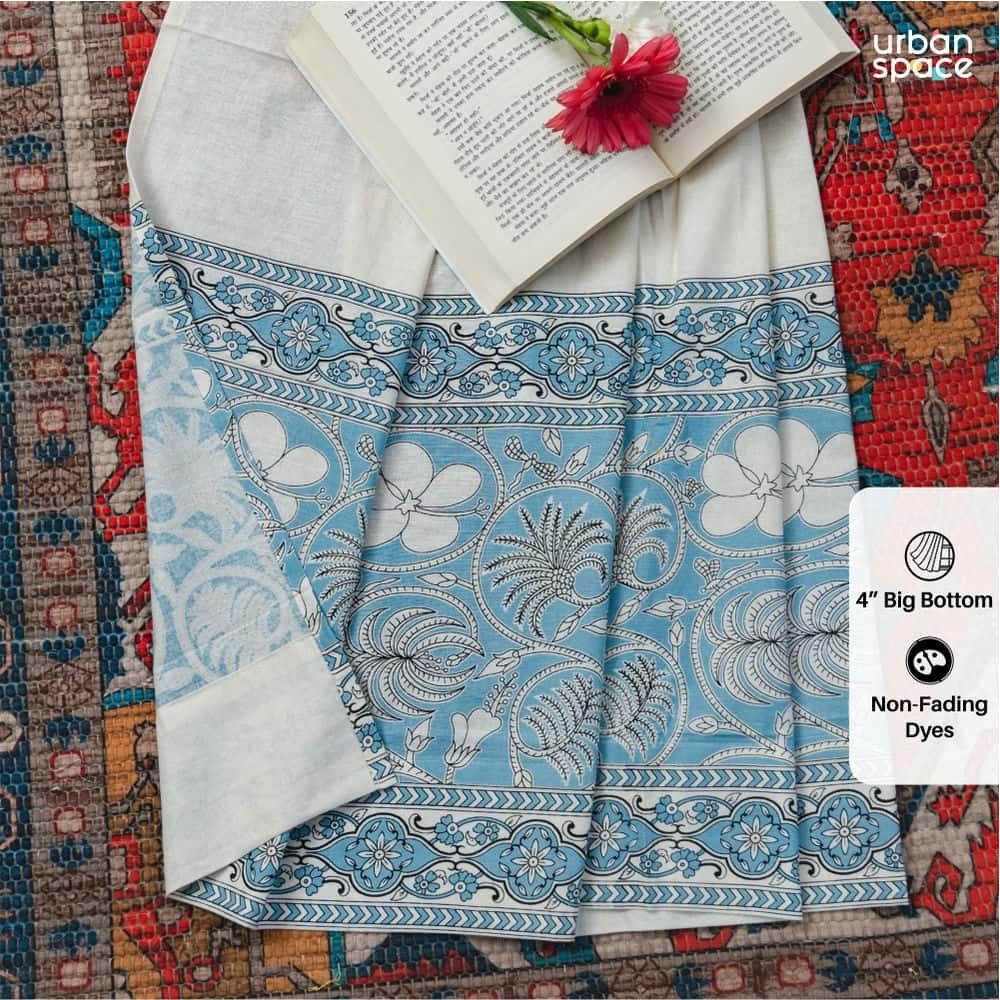 Urban Space -Home Furnishing Store 100% MalMal Cotton Curtains, Semi-Transparent with Tab Top, Pack of 2 Curtains - Lush Garden Blue - view 3