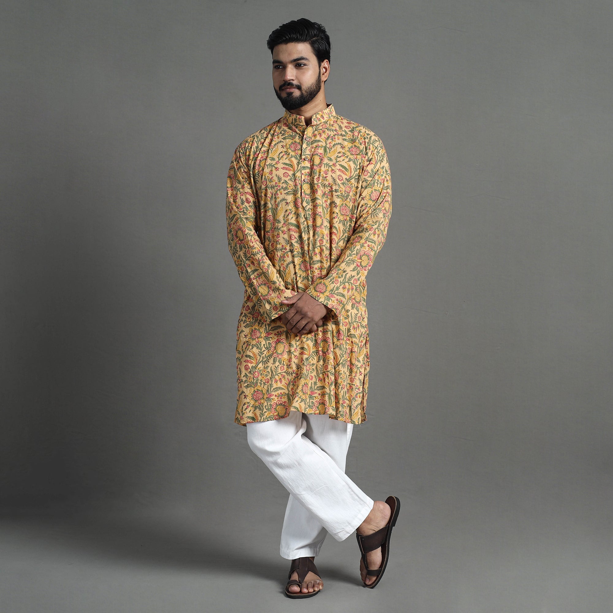 ITOKRI CASUALS Block Print Cotton Sanganeri Kurta for Men (Long) 17 - view 2