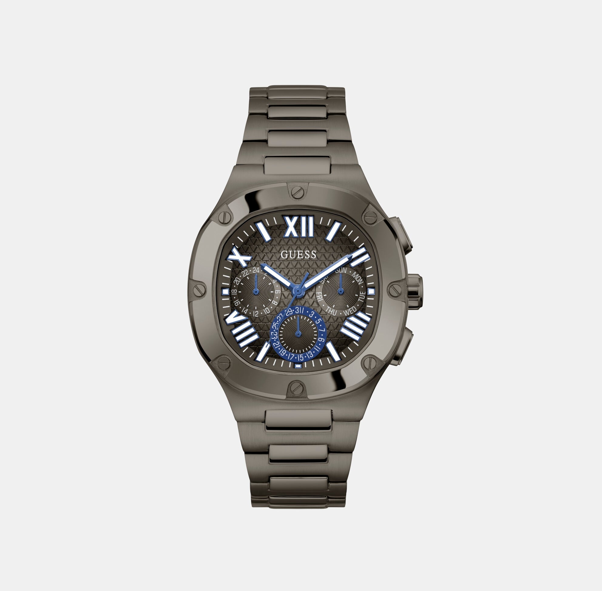 Guess Headline Men Quartz Gunmetal Dial Chronograph Stainless Steel Watch GW0572G5