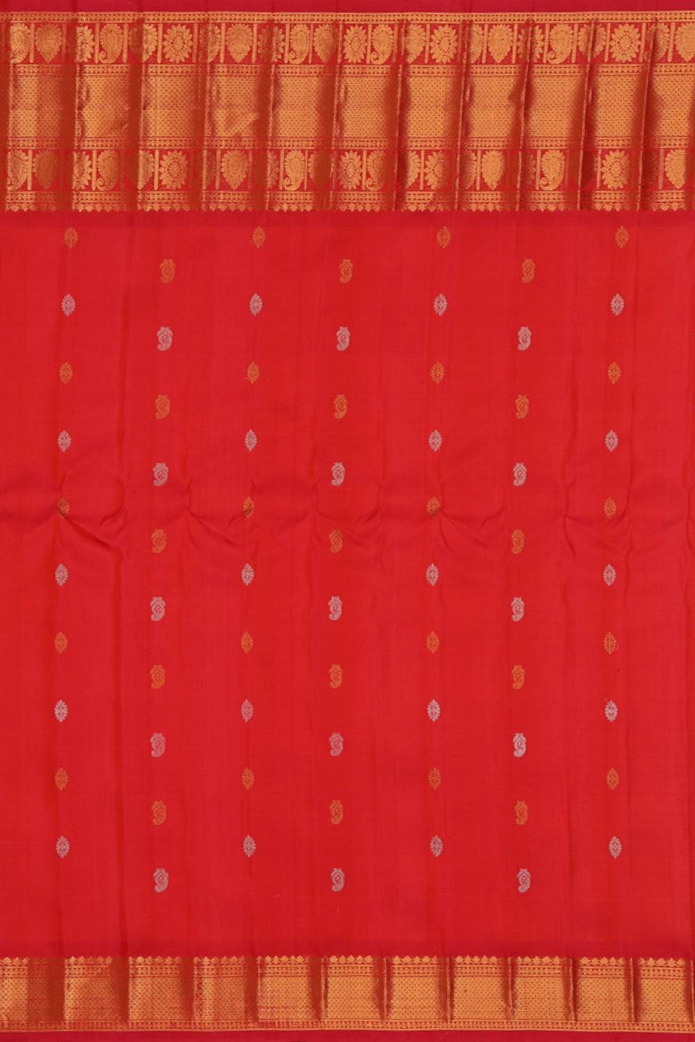 Kalanjali Gadwal Silk Coral-Orange Saree – Women's - view 4