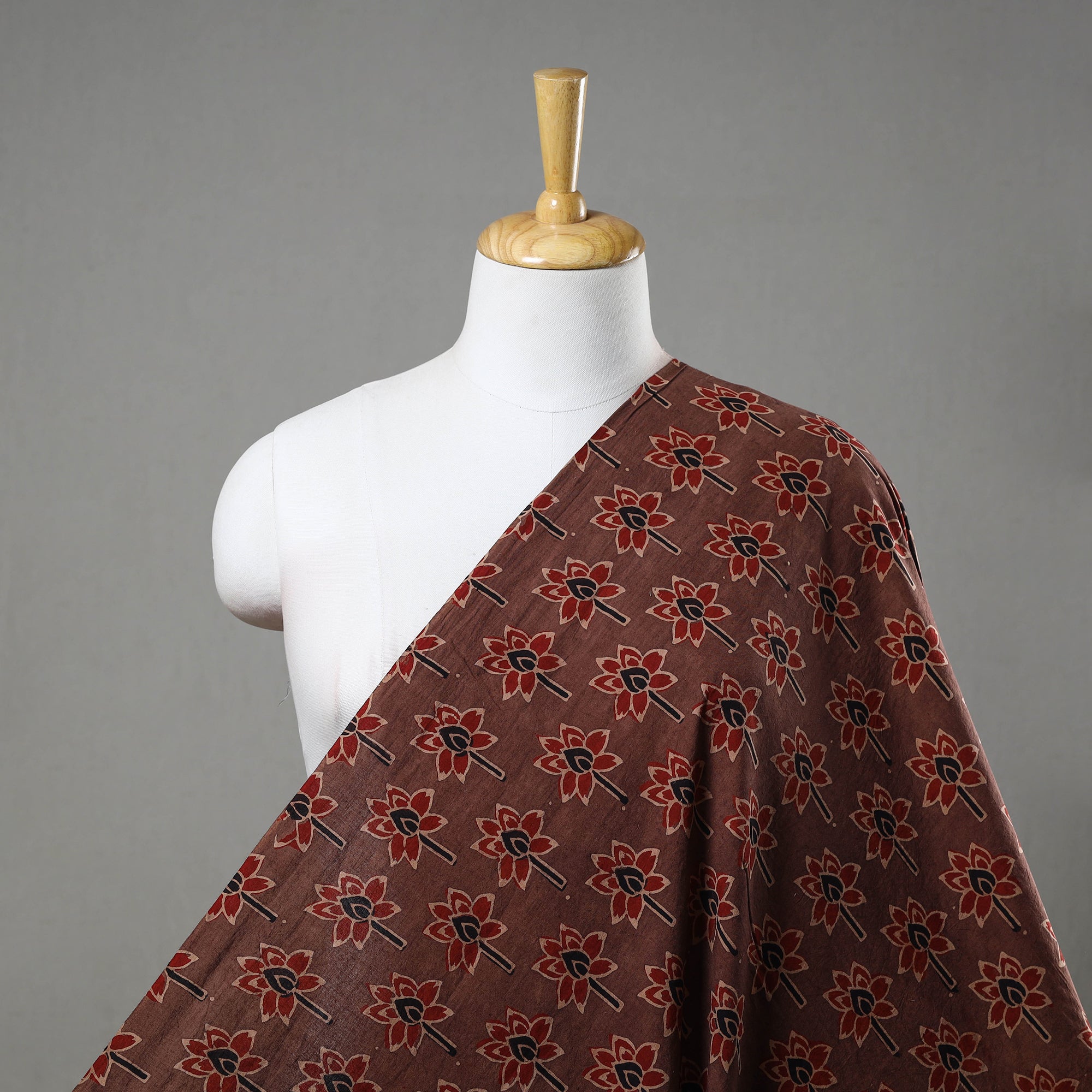 KACHCHH JI CHHAAP Brown - Pure Cotton Ajrakh Print Fabric 35