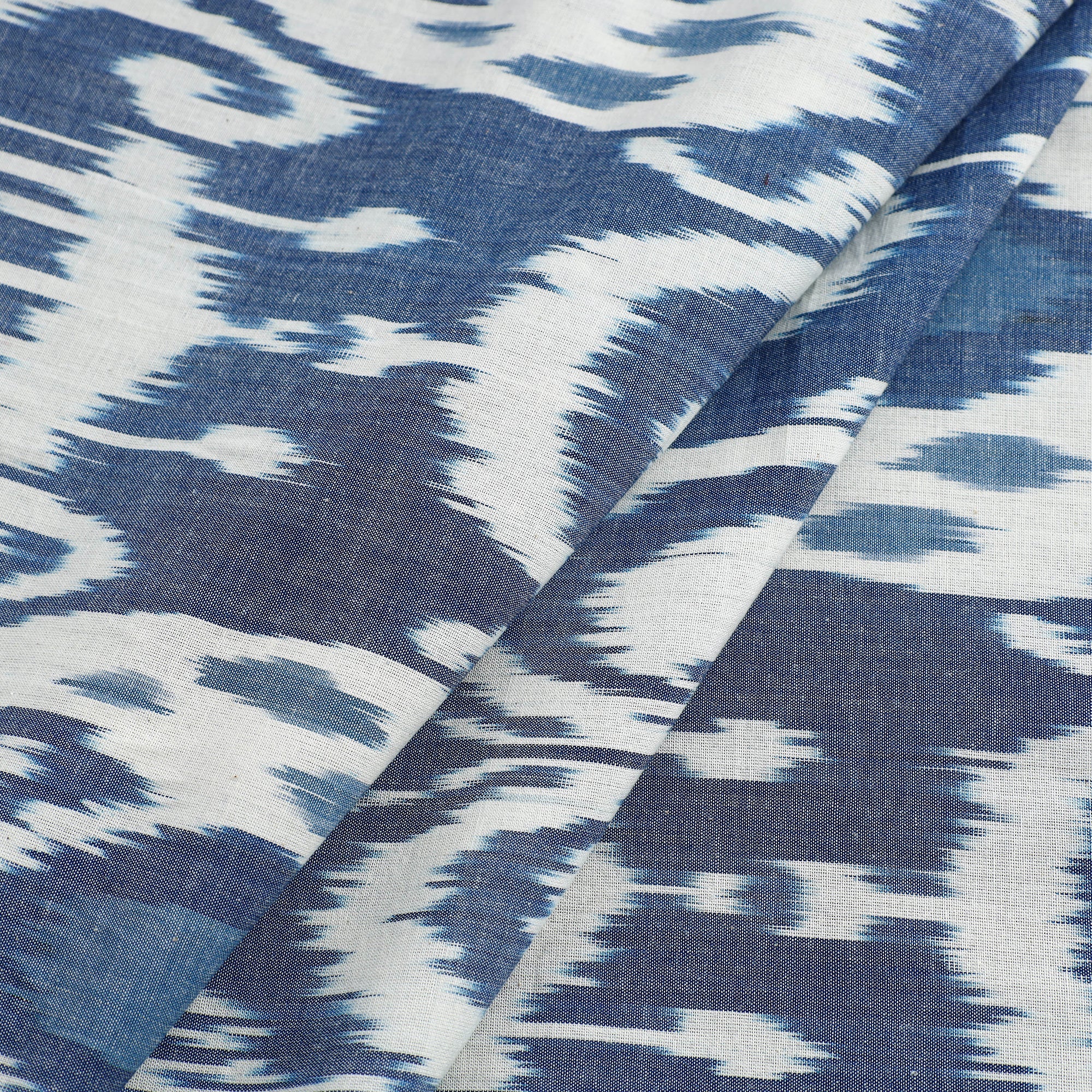 POCHAMPALLY IKAT WEAVES BY GOVARDHAN Blue - Central Asian Pochampally Ikat Handloom Cotton Fabric 01 - view 2