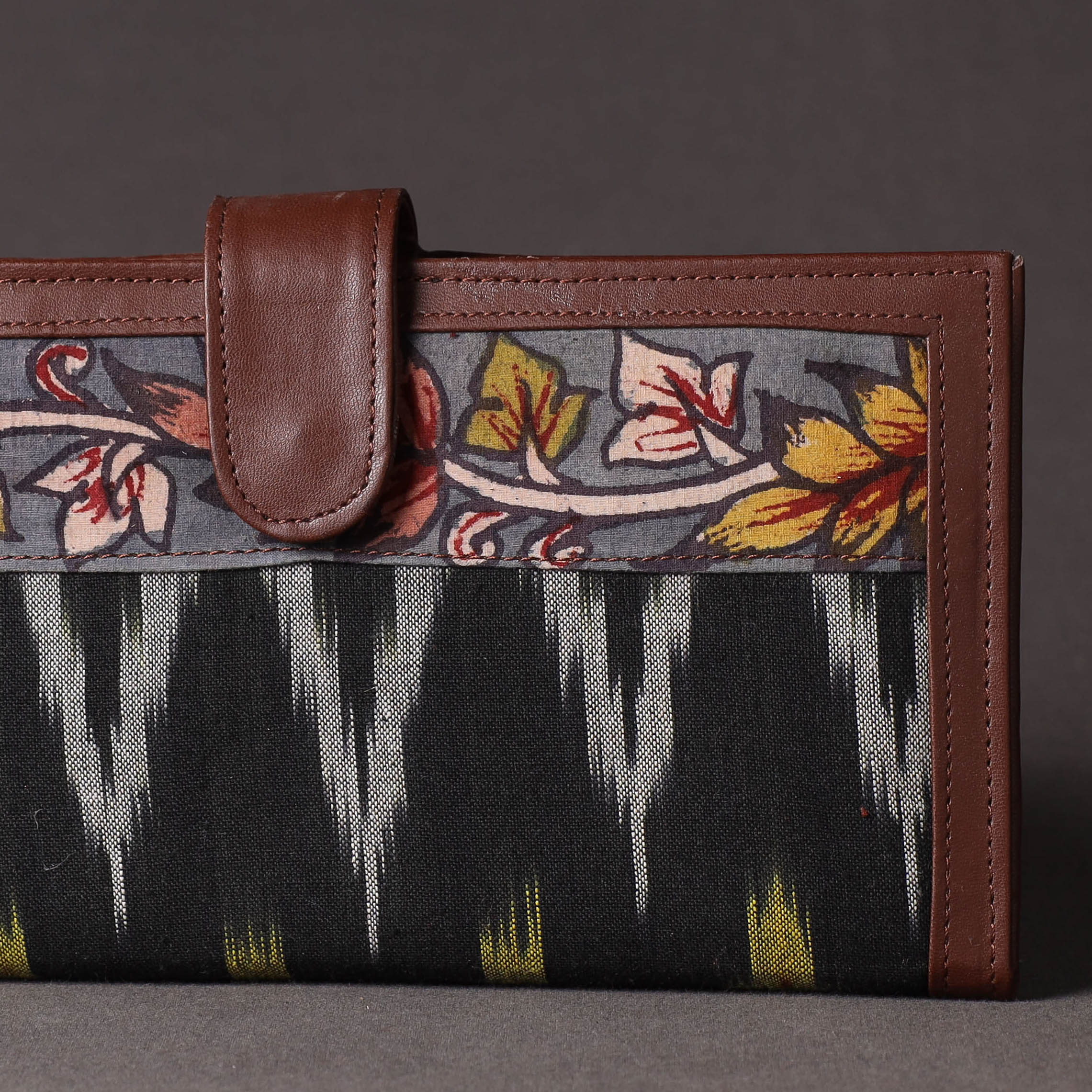 DWARAKA PLUS Black - Handpainted Kalamkari Natural Dyed Cotton Clutch - view 2