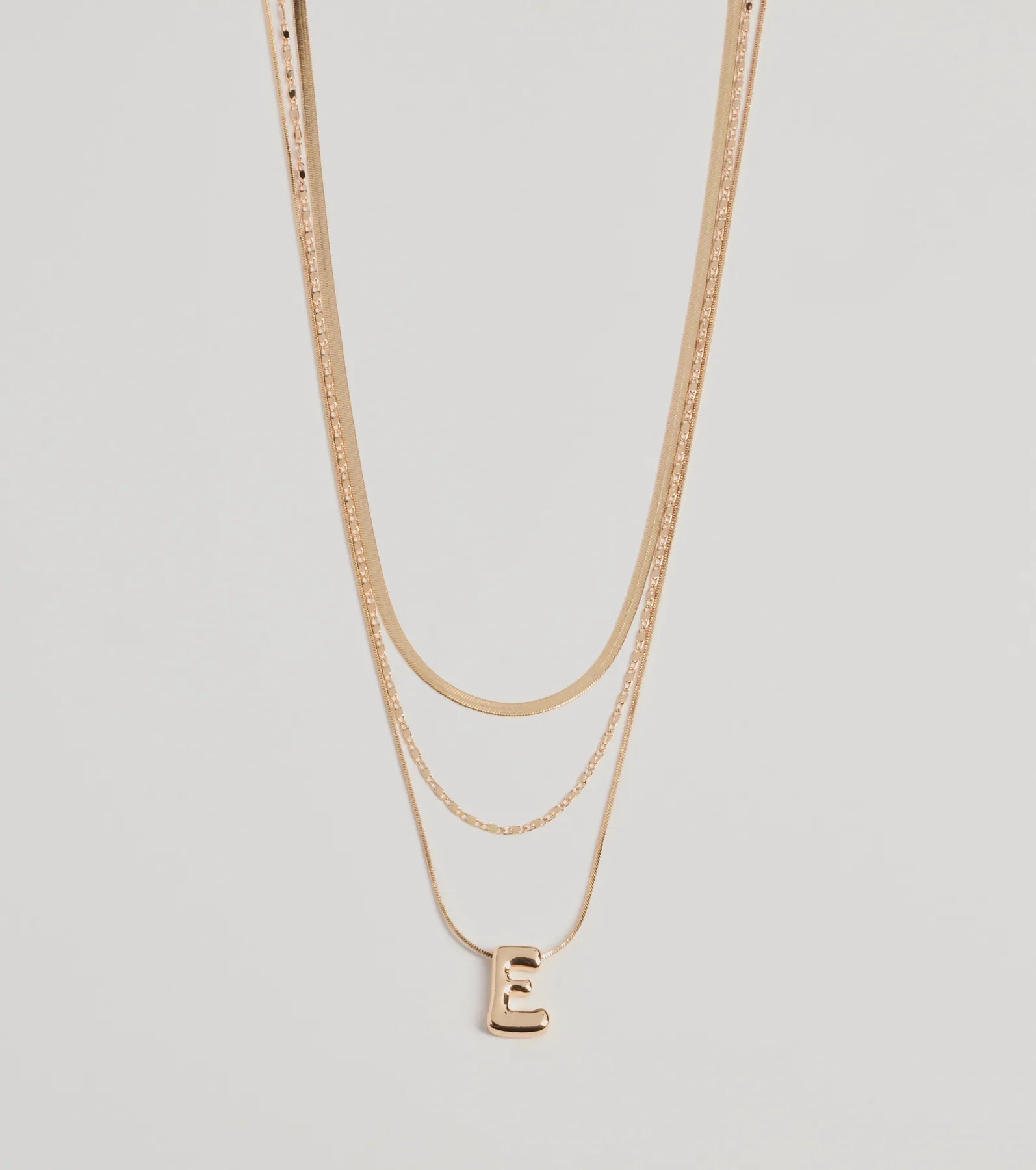 Windsor E Initial Layered Bubble Necklace – GOLD