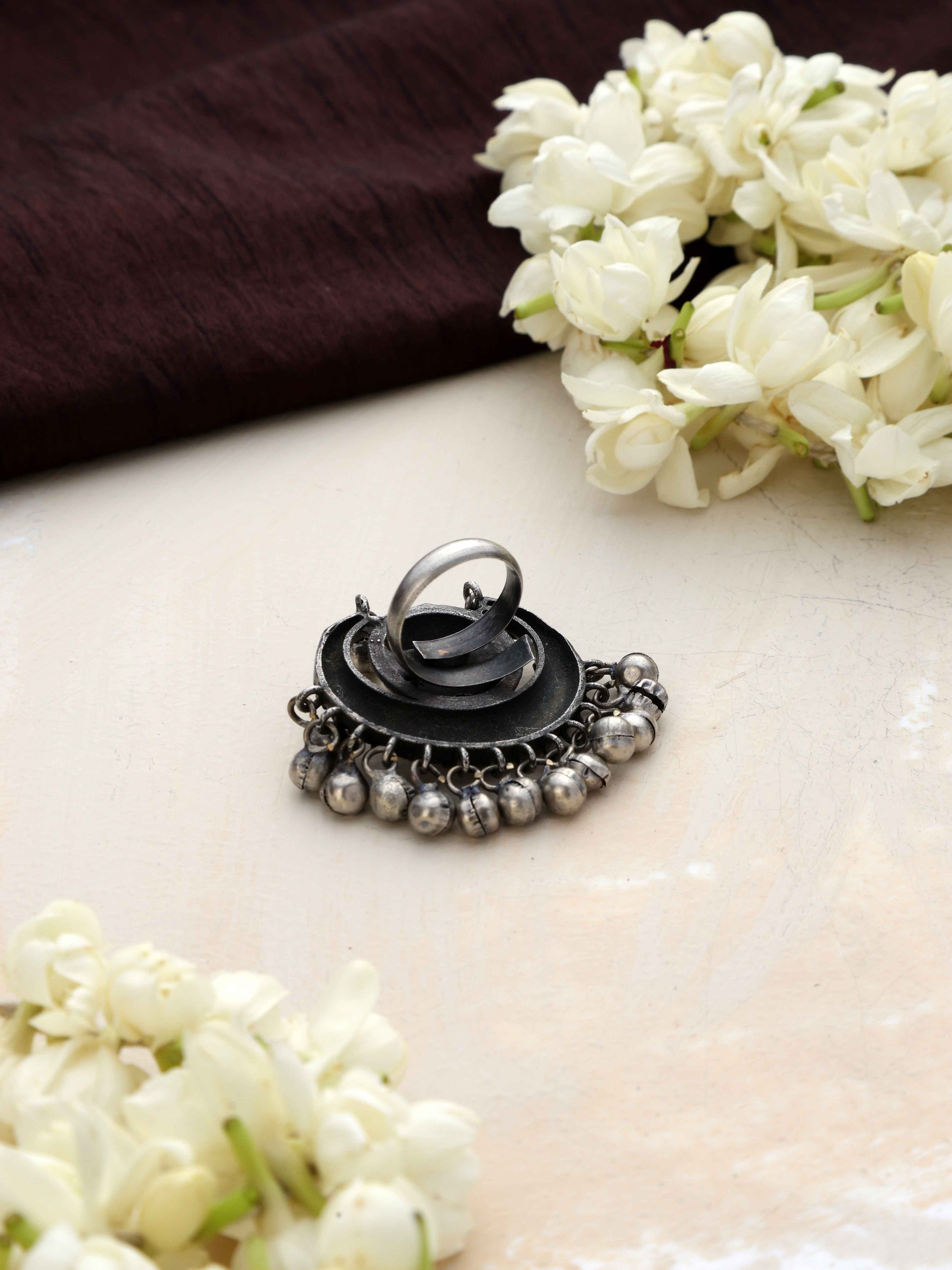 trueBrowns Silver Gold Tone Stone Ring - view 5