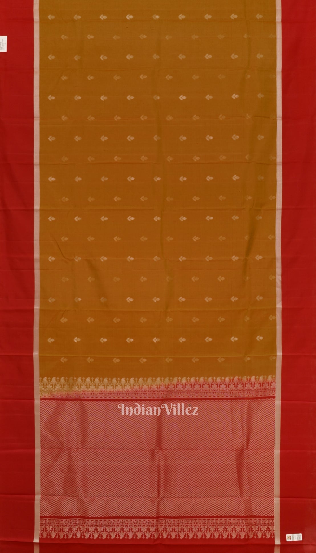 IndianVillèz Reddish Golden Yellow Pure Kanjivaram Soft Silk Saree