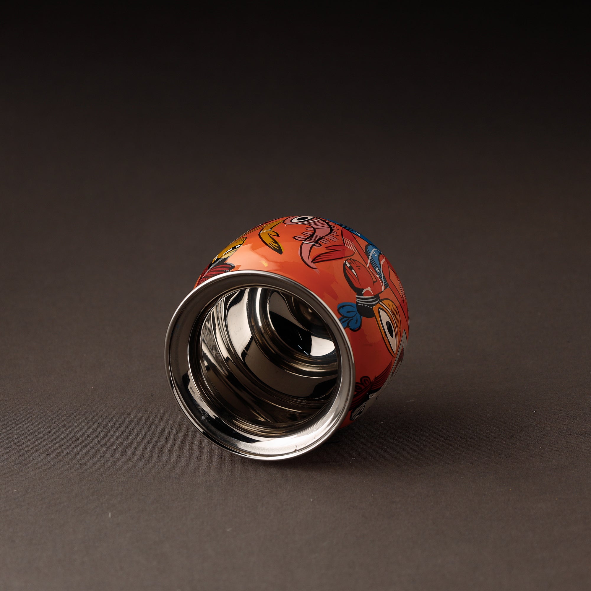 AAYAAS Bengal Patua Handpainted Stainless Steel Lota / Kalash / Container - view 2