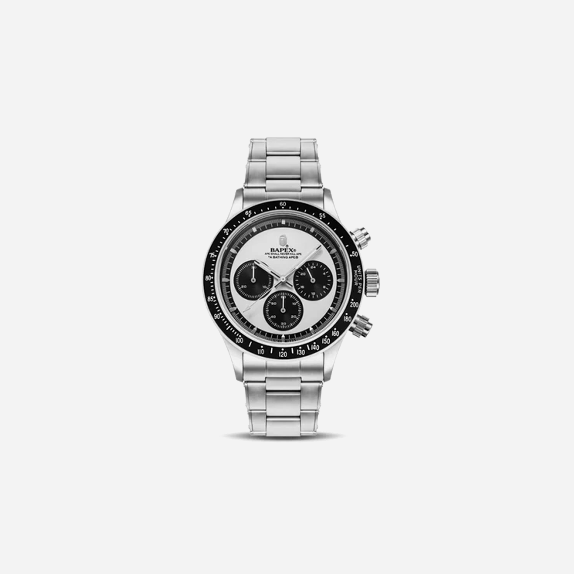 AAPE BY BATHING APE BAPE Classic Type 4 Bapex Watch Silver White