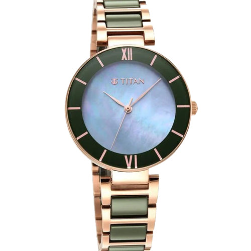 Titan Purple Ceramics Blue Dial Steel & Ceramic Strap Watch for Women 40.4mm NS95216KD01 - view 2