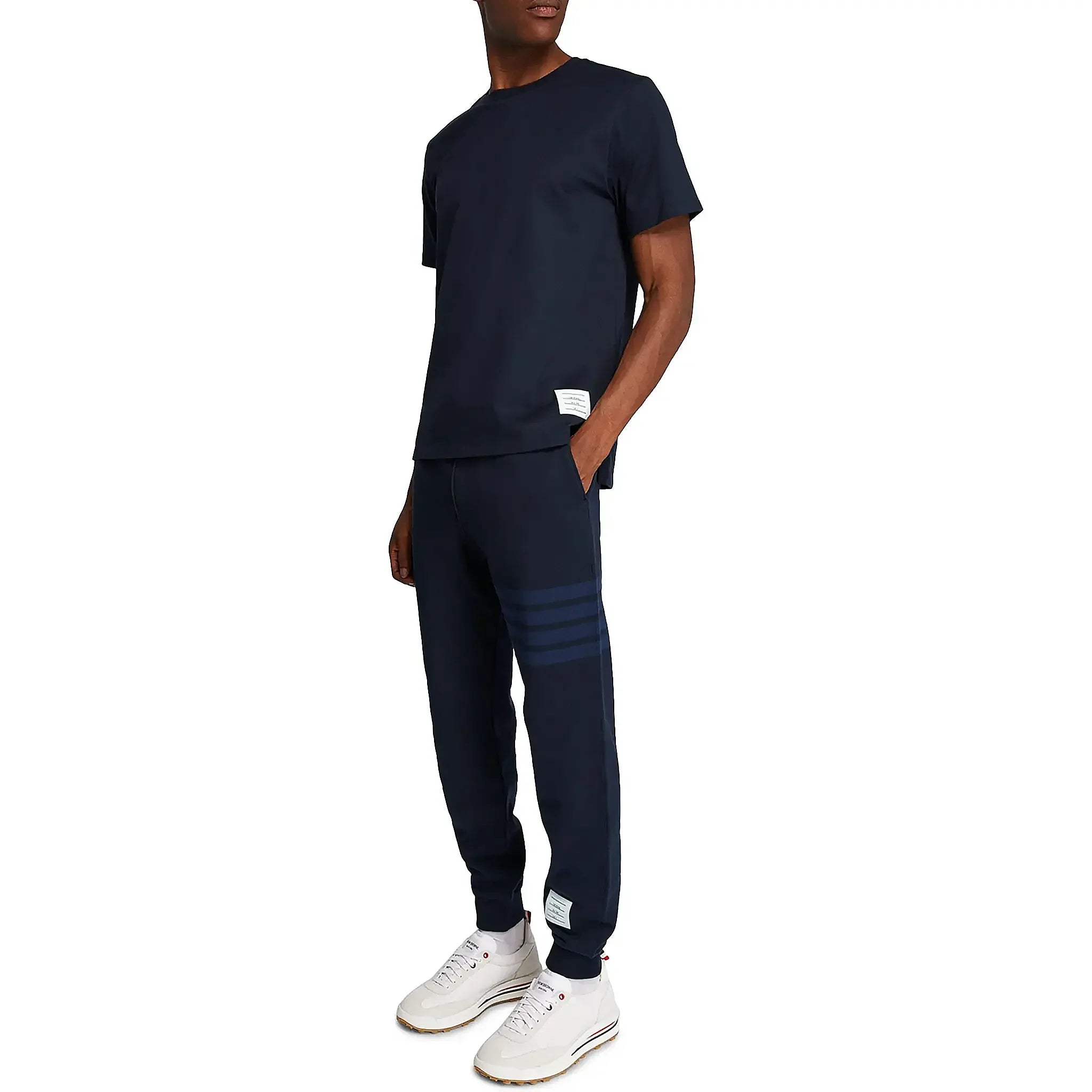 Thom Browne Classic Loopback 4-Bar Blue Sweatpants - view 4