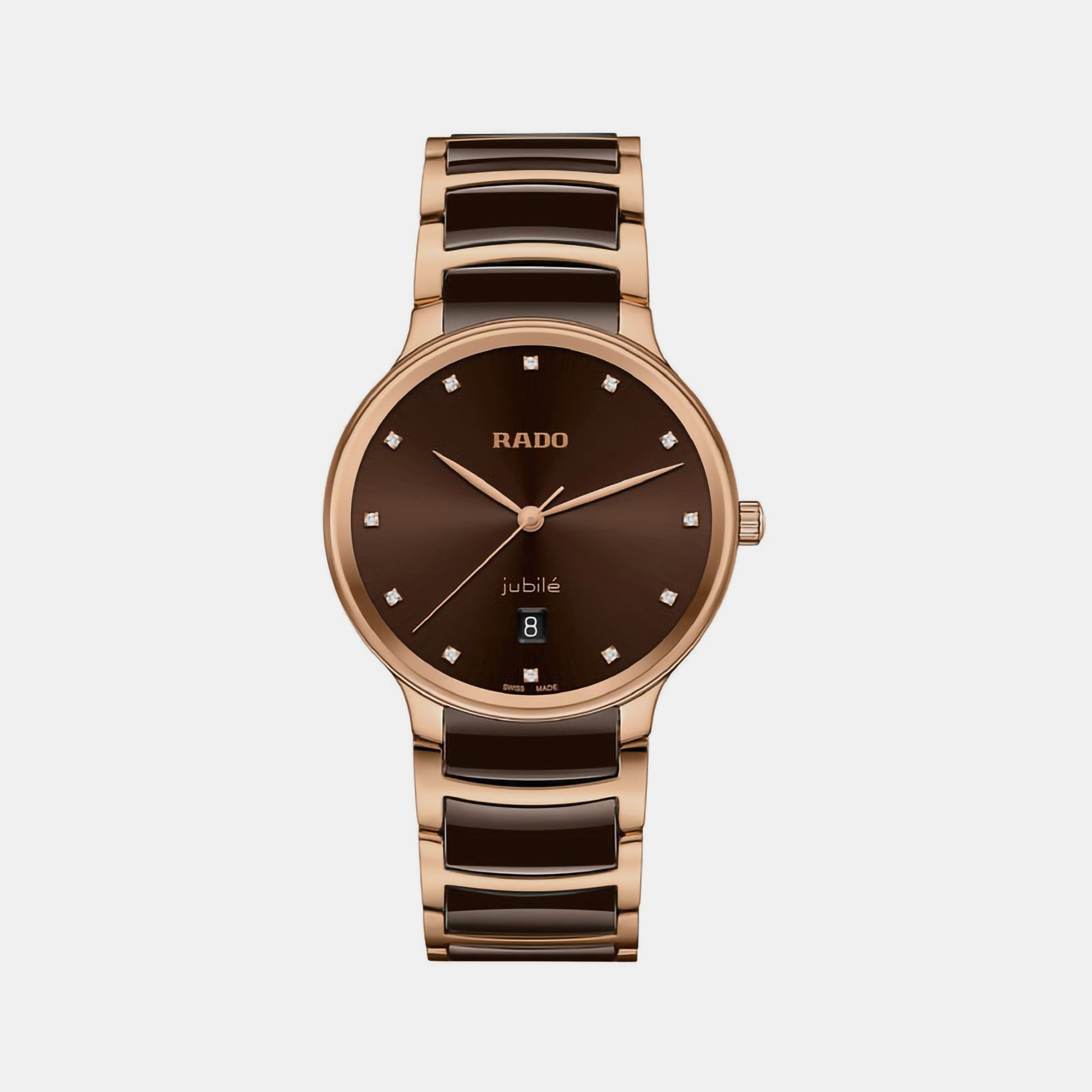 Rado Centrix Unisex Quartz Brown Dial Analog Ceramic Watch R30023732