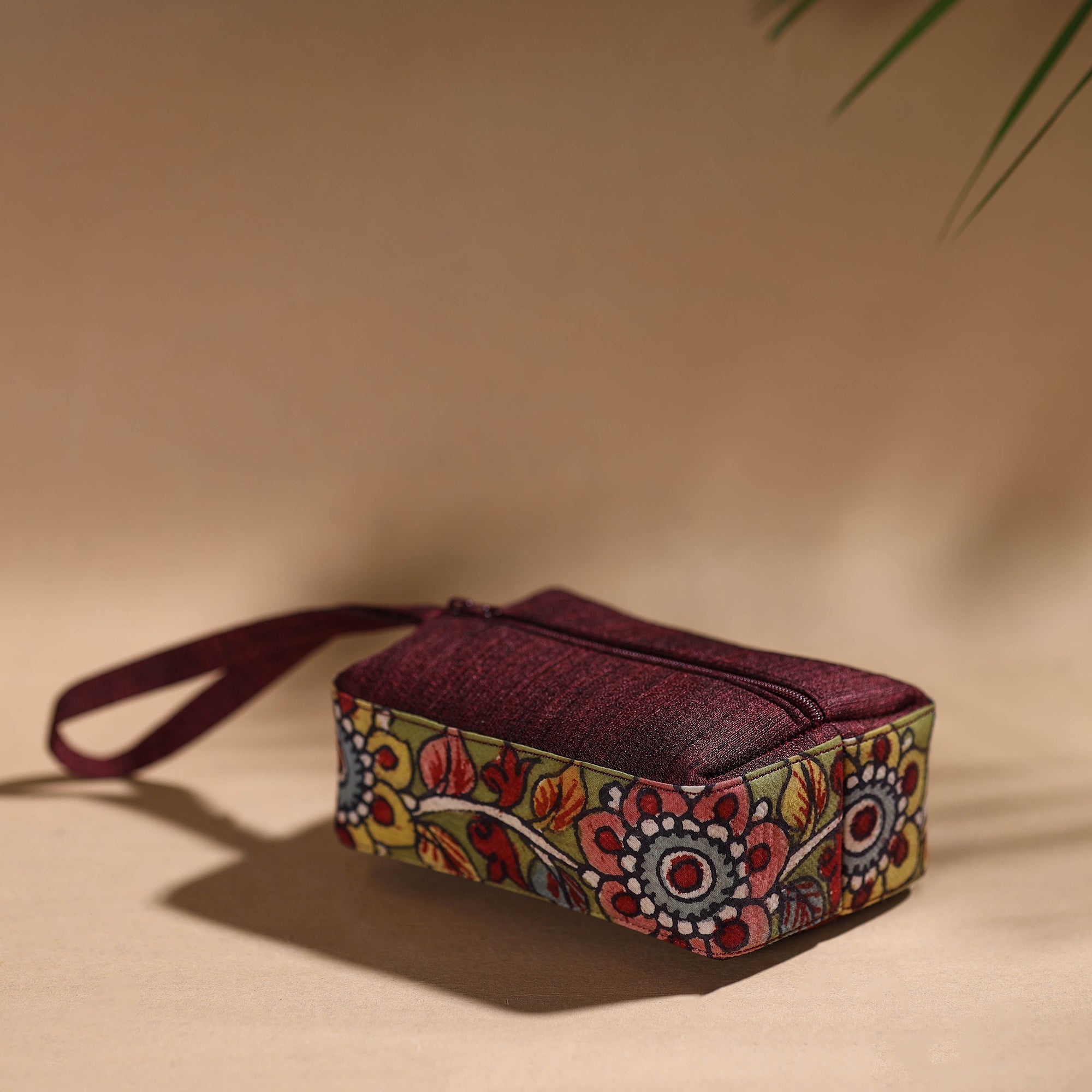 DWARAKA PLUS Brown - Handpainted Kalamkari Multipurpose Cosmetic/Toiletry Bag 06