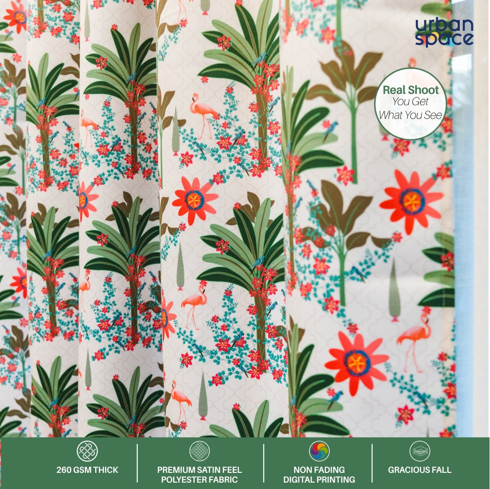 Urban Space -Home Furnishing Store Room Darkening Digital Printed Curtains for Living Room, Bedroom and Nursery, Pack of 2 Curtains - Tropical Bliss - view 2