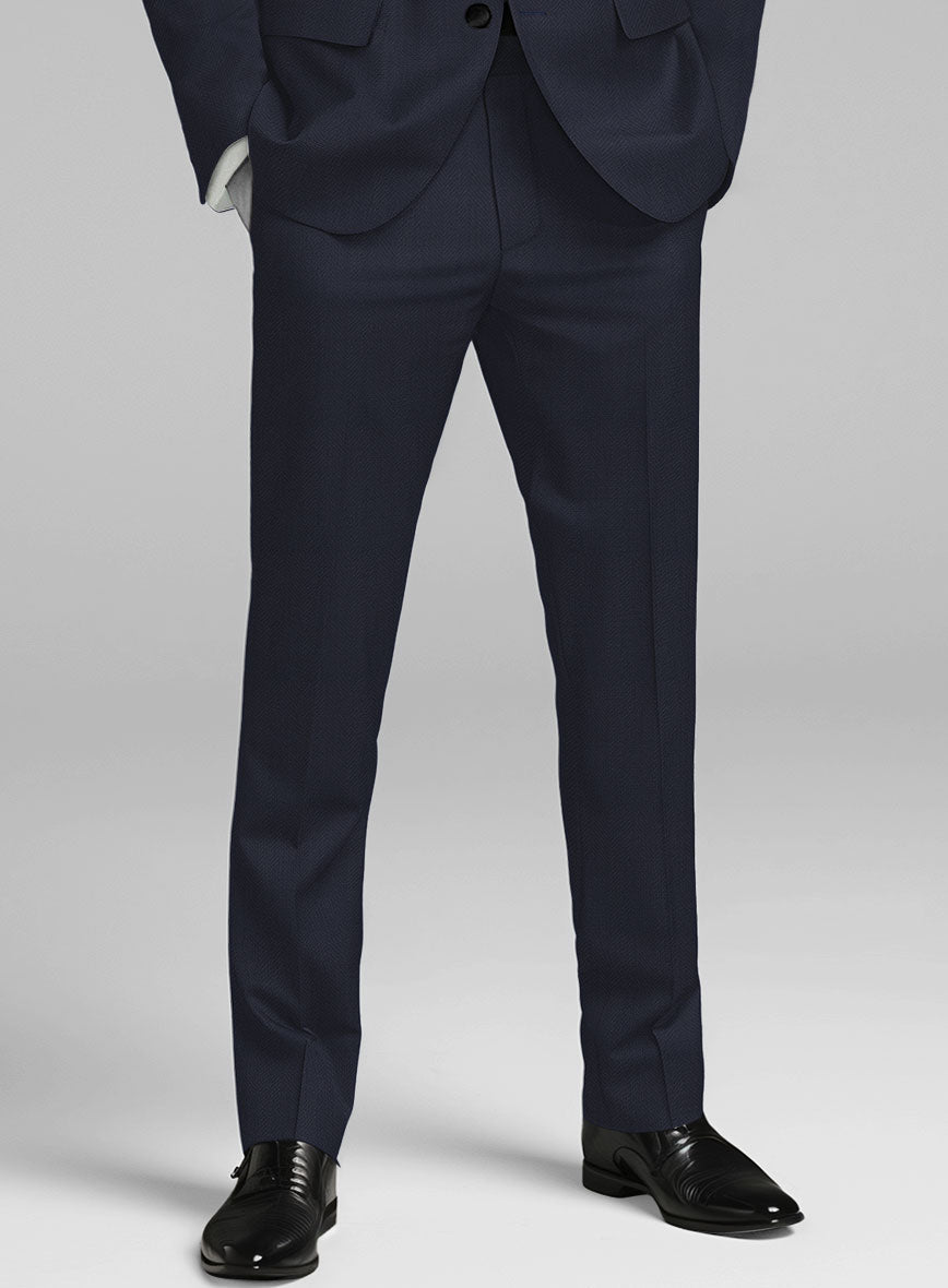 StudioSuits Napolean Imperial Blue Herringbone Wool Tuxedo Suit - view 6